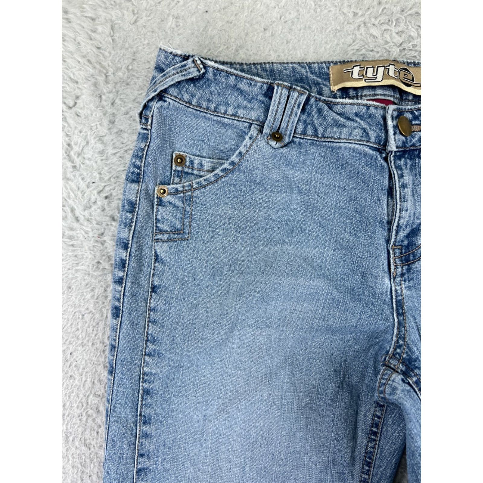 Denime Duplex Jeans Women 7 Blue Denim Low Rise Flared Embroidered Cotton Denim Jeans Womens 7 Size 28" / US 6 / IT 42 - 7 Thumbnail