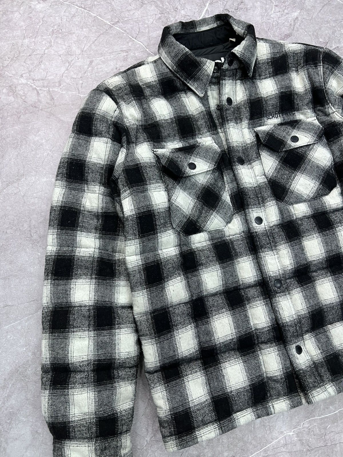Schott × Vintage VINTAGE 90s WOOL FLANNEL SCHOTT DOWN SHIRT Y2K Size US M / EU 48-50 / 2 - 2 Thumbnail