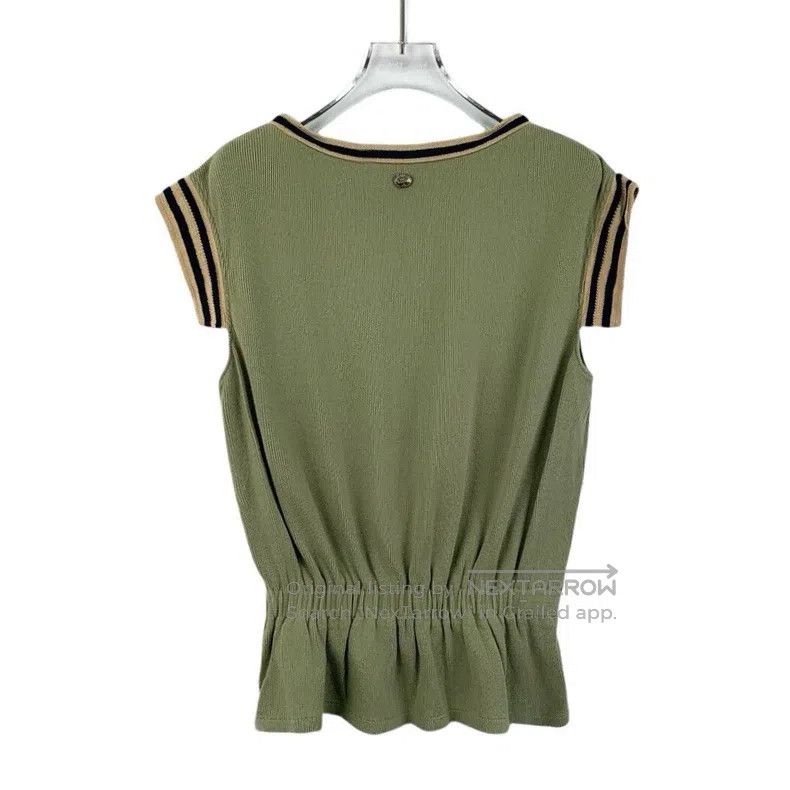 Chanel Chanel Green logo badge cotton round-neck short-sleeved kn Size XS / US 0-2 / IT 36-38 - 2 Thumbnail