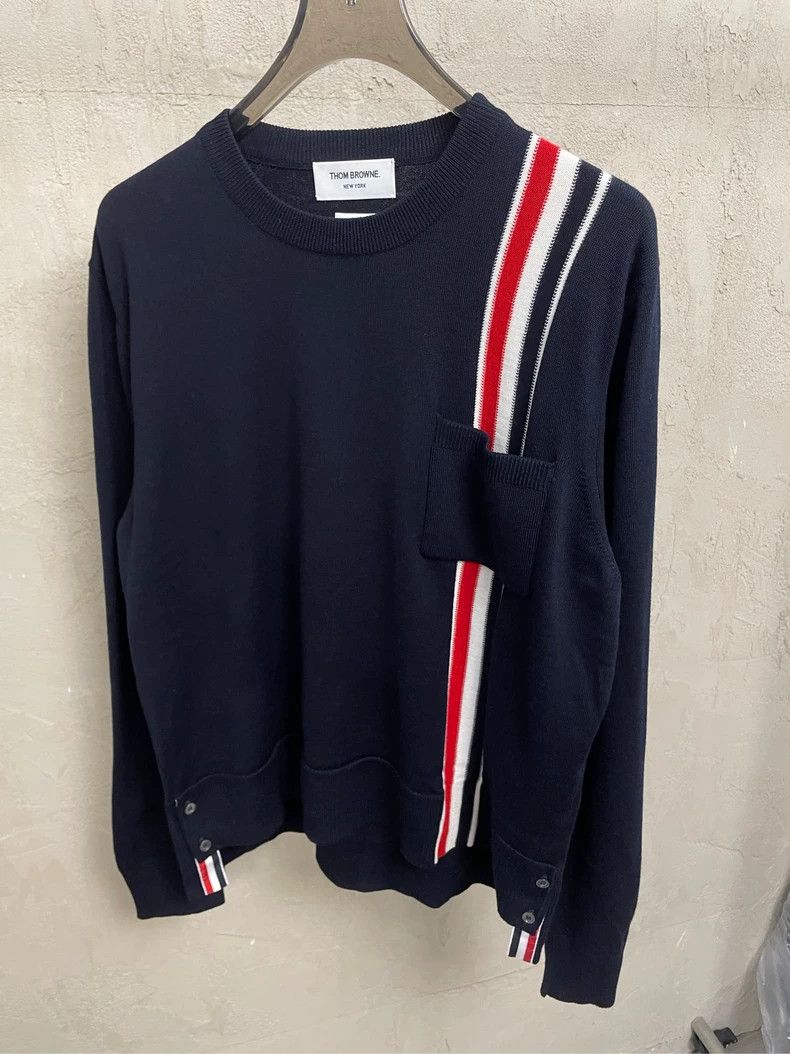 Thom Browne Thom browne Tibetan blue color striped wool round-neck swea Size US XL / EU 56 / 4 - 3 Thumbnail