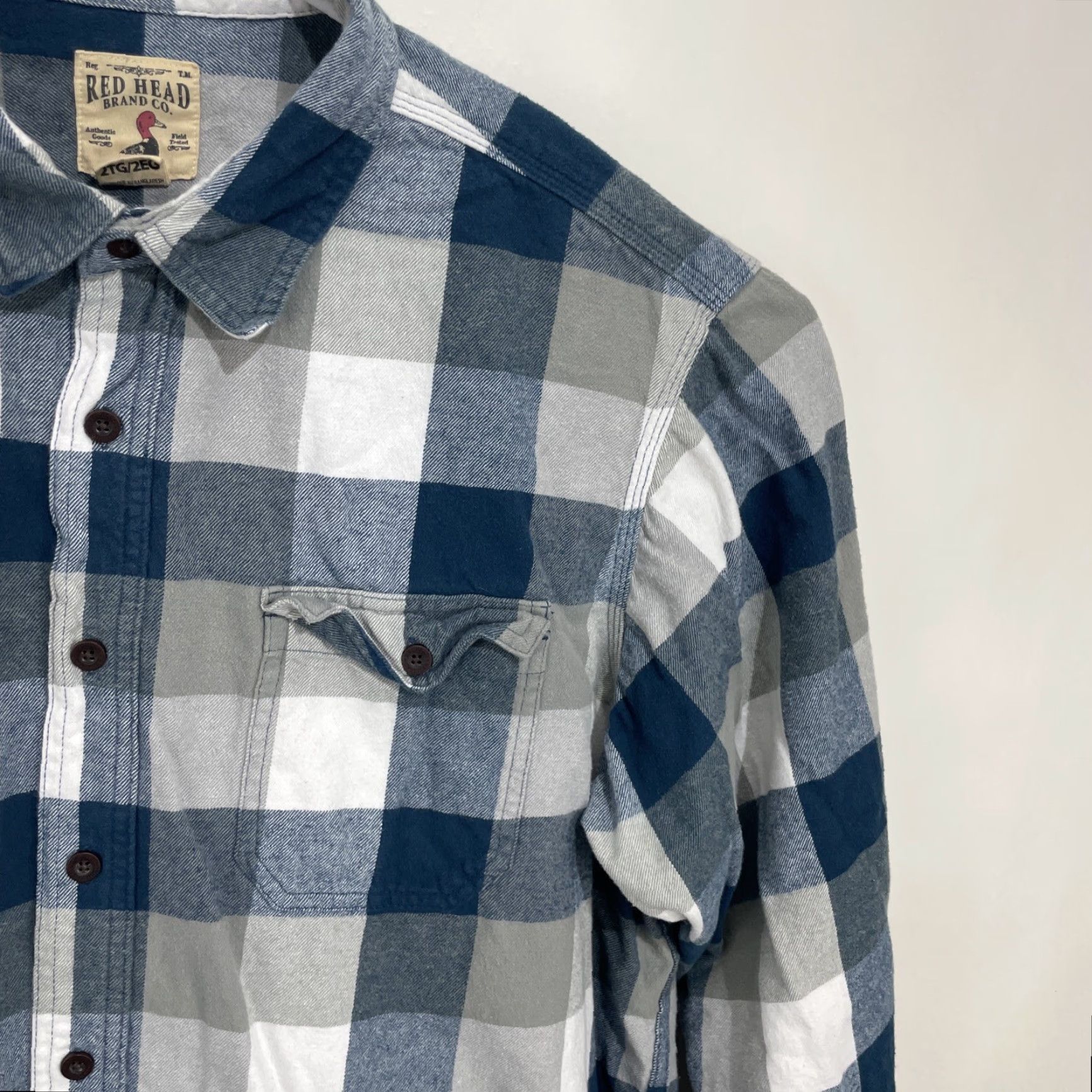 Vintage RedHead Flannel Shirt Mens 2XL Blue Plaid Casual Long Sleeve Button Up Shirt Size US XXL / EU 58 / 5 - 6 Thumbnail