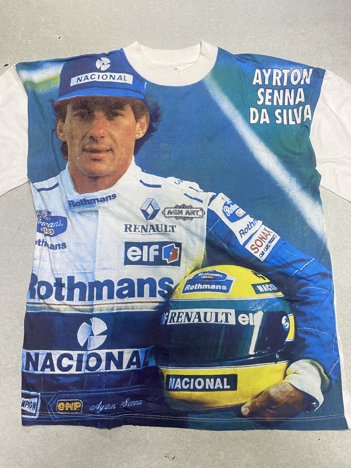 Formula 1 × Vintage Vintage Art Ayrton Senna Da Silva Mega Print T Shirt Size US L / EU 52-54 / 3 - 2 Thumbnail
