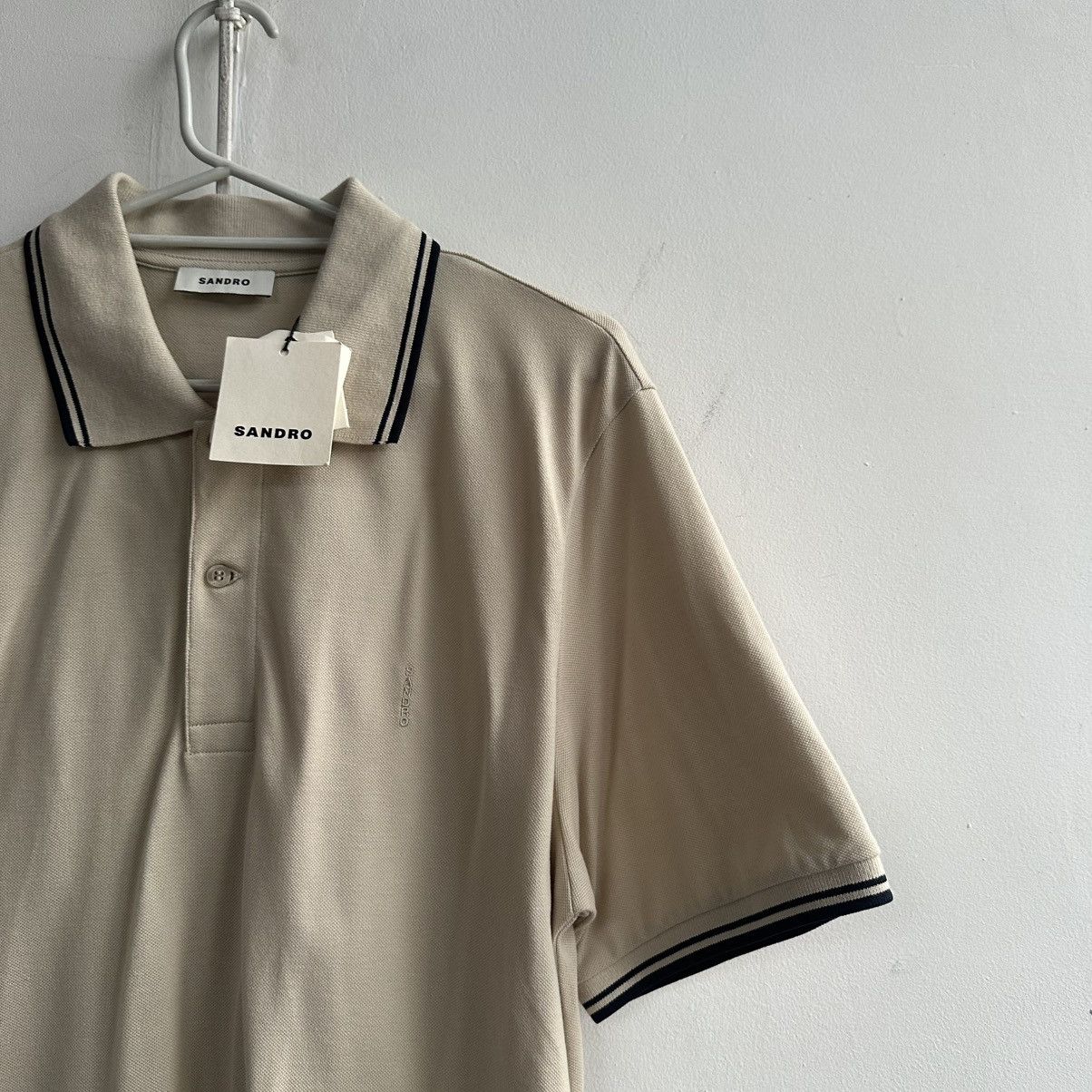 Sandro Sandro Cream Men's Polo Shirt Size US L / EU 52-54 / 3 - 10 Thumbnail