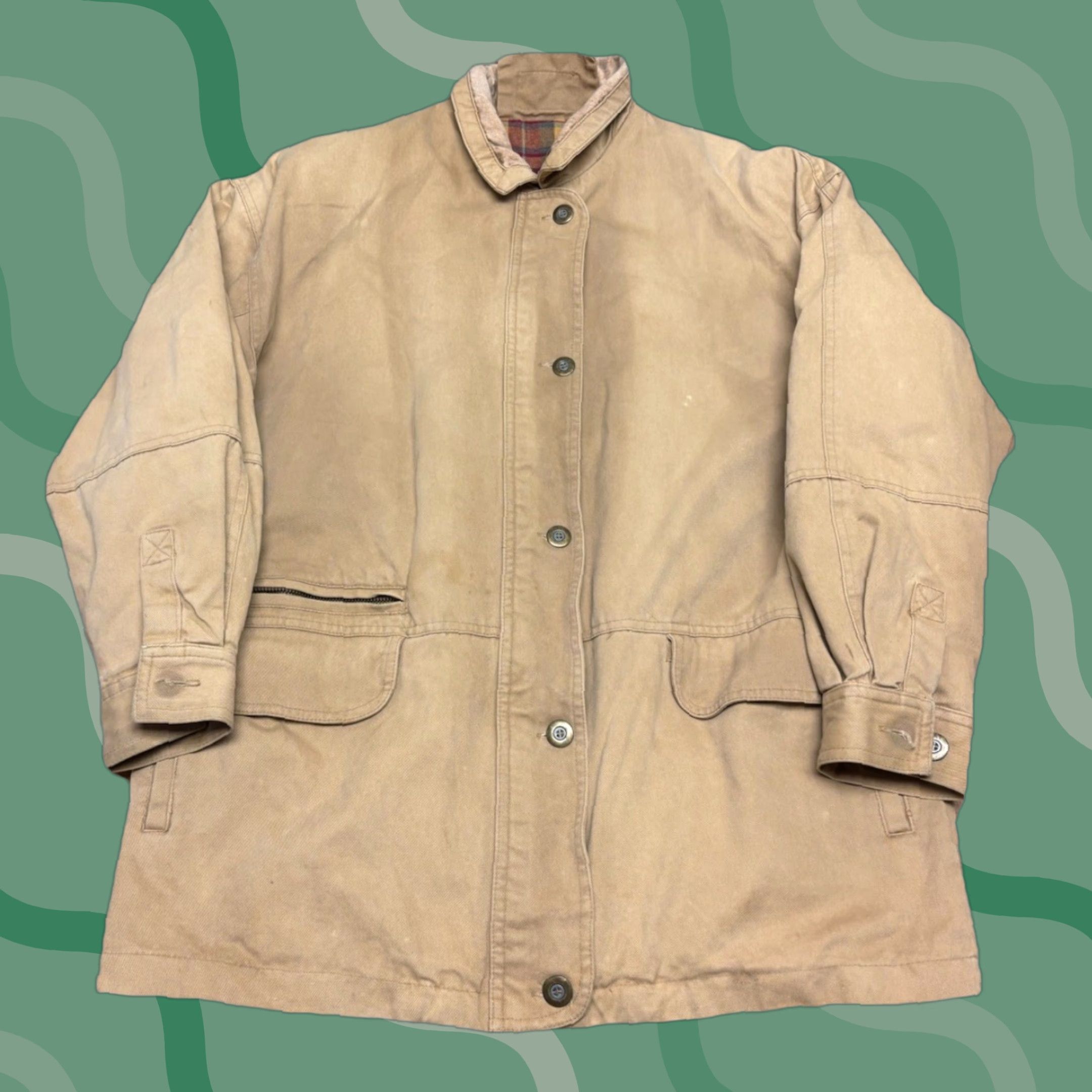 Vintage VINTAGE Chore Coat Jacket Mens M Brown Canvas Cotton Overcoat Hunting Outdoor Casual Button Front Size US M / EU 48-50 / 2 - 1 Thumbnail