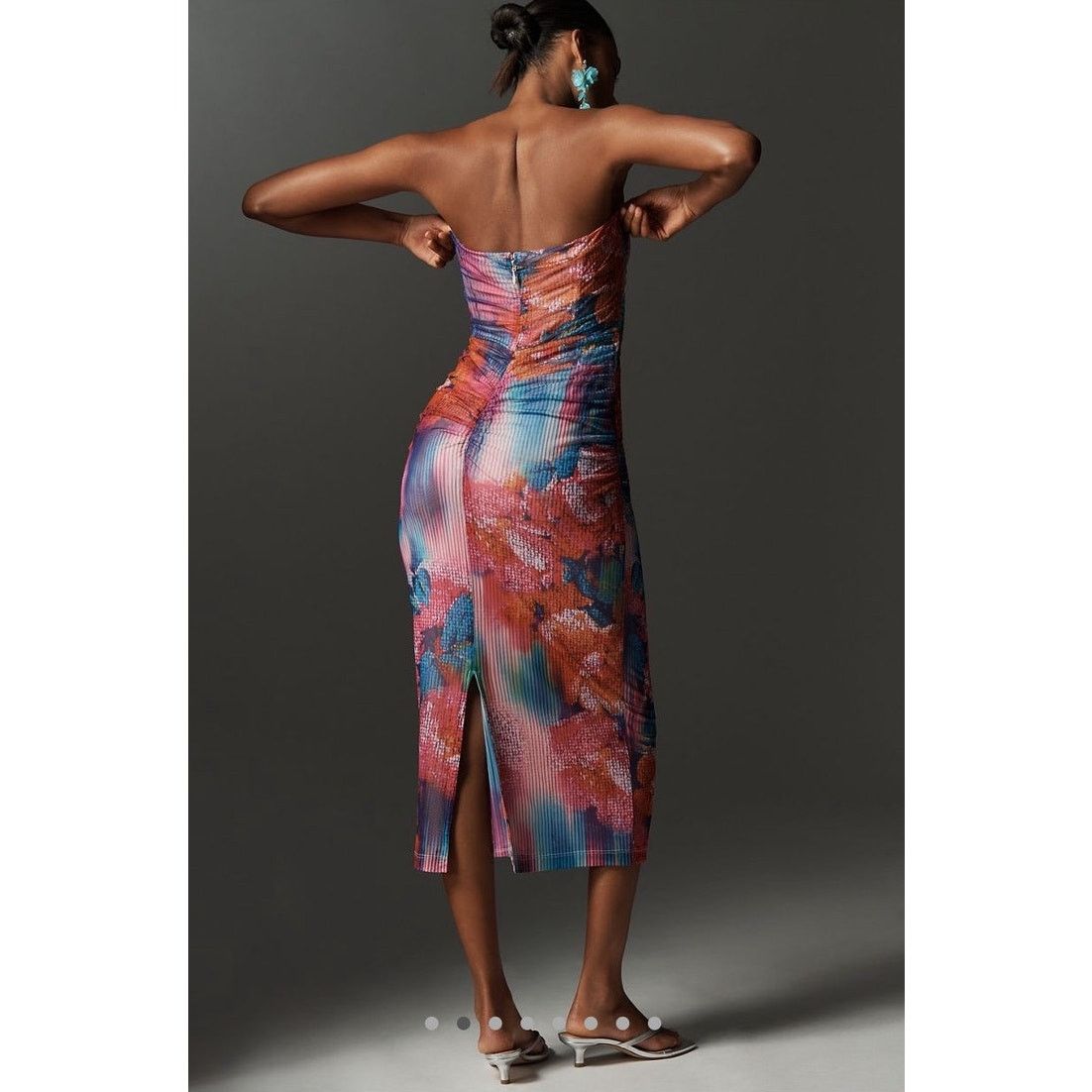 Anthropologie NWT Anthropologie Soliel Slim Strapless Ruched Mesh Dress Size L / US 10 / IT 46 - 3 Thumbnail