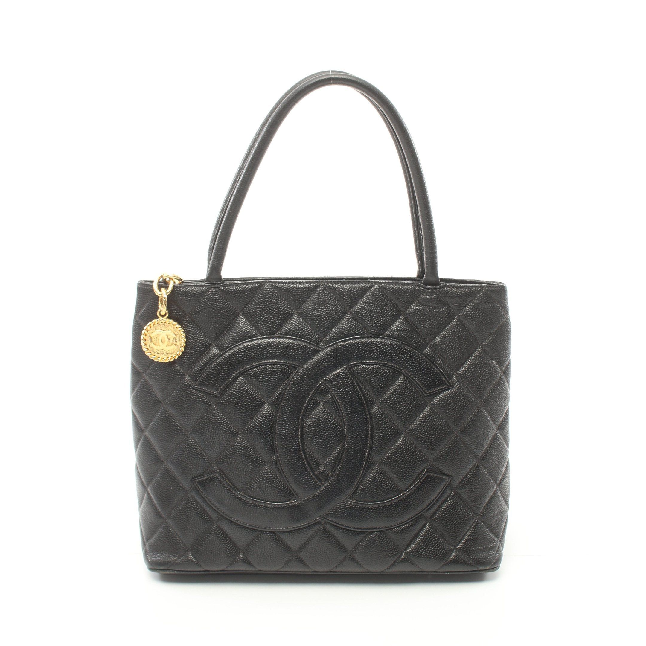 image of Chanel Reissue Tote Handbag Tote Bag Caviar Skin Black Gold Hardware, Women's