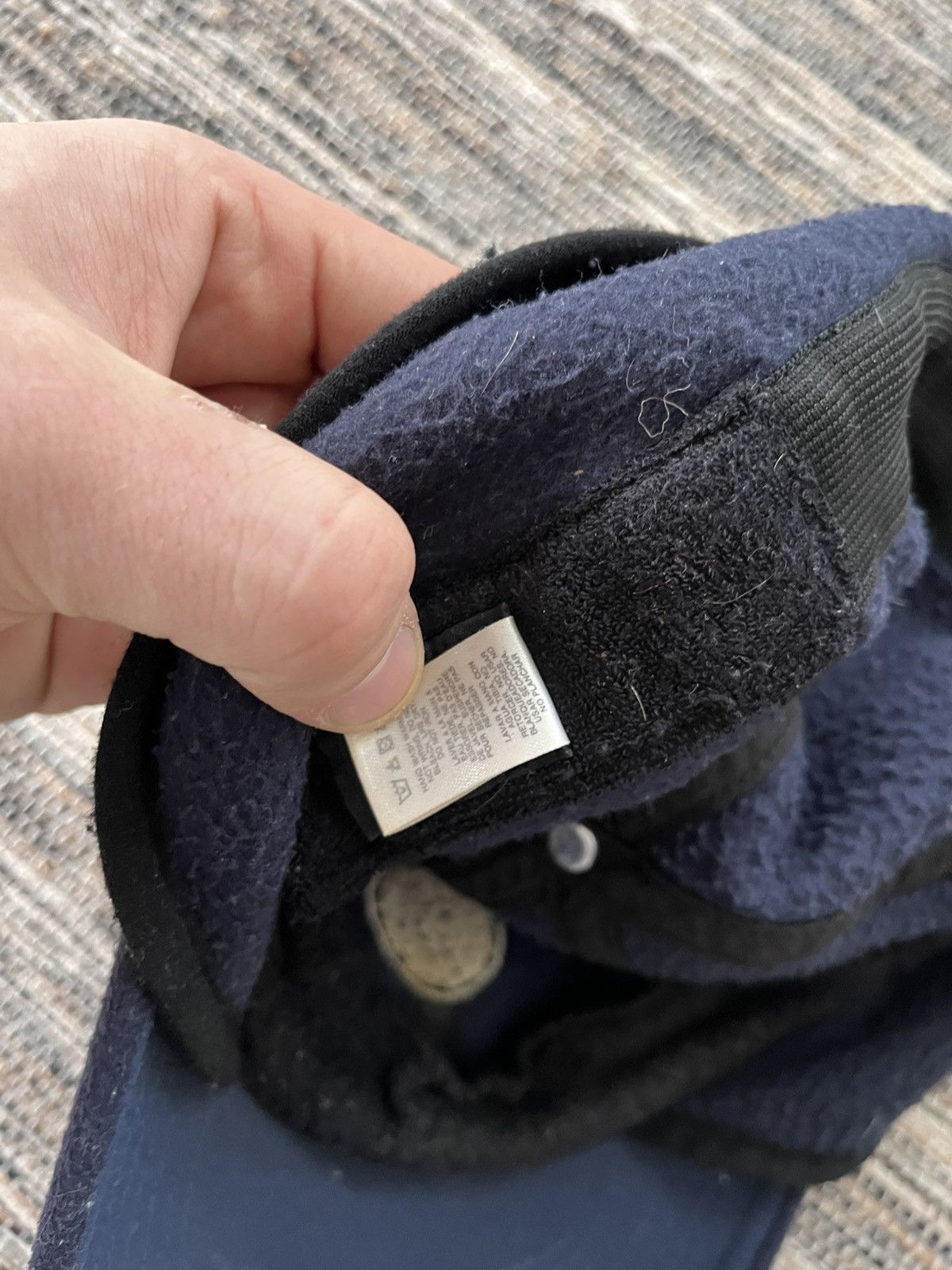 Nike 90s Vintage Nike Navy Blue Fleece cap earflaps Y2K outdoor Size ONE SIZE - 12 Thumbnail
