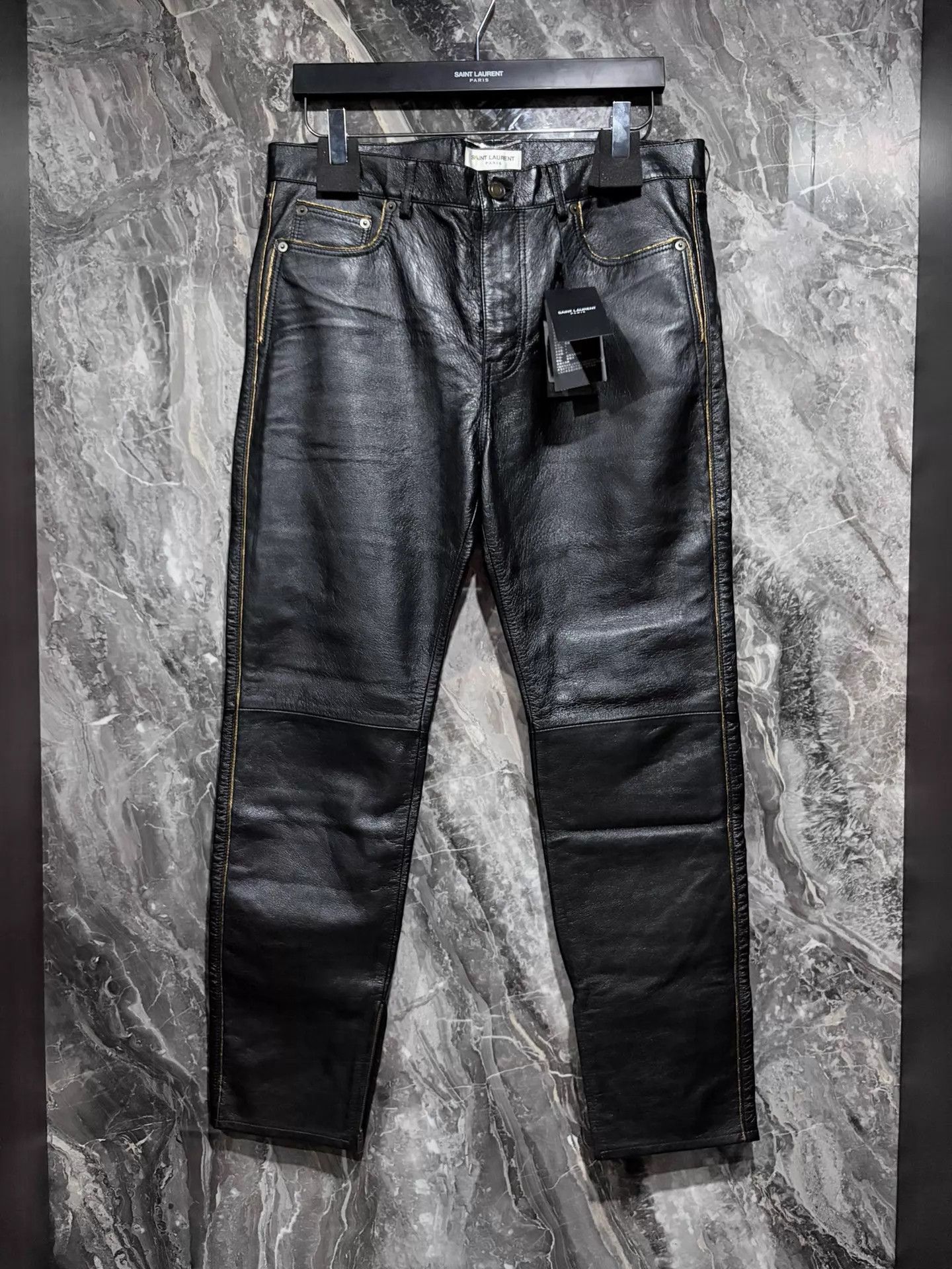 Saint Laurent Paris Saint Laurent 19ss Gold Lambskin 9-Pants 48 (New) Size US 32 / EU 48 - 1 Thumbnail