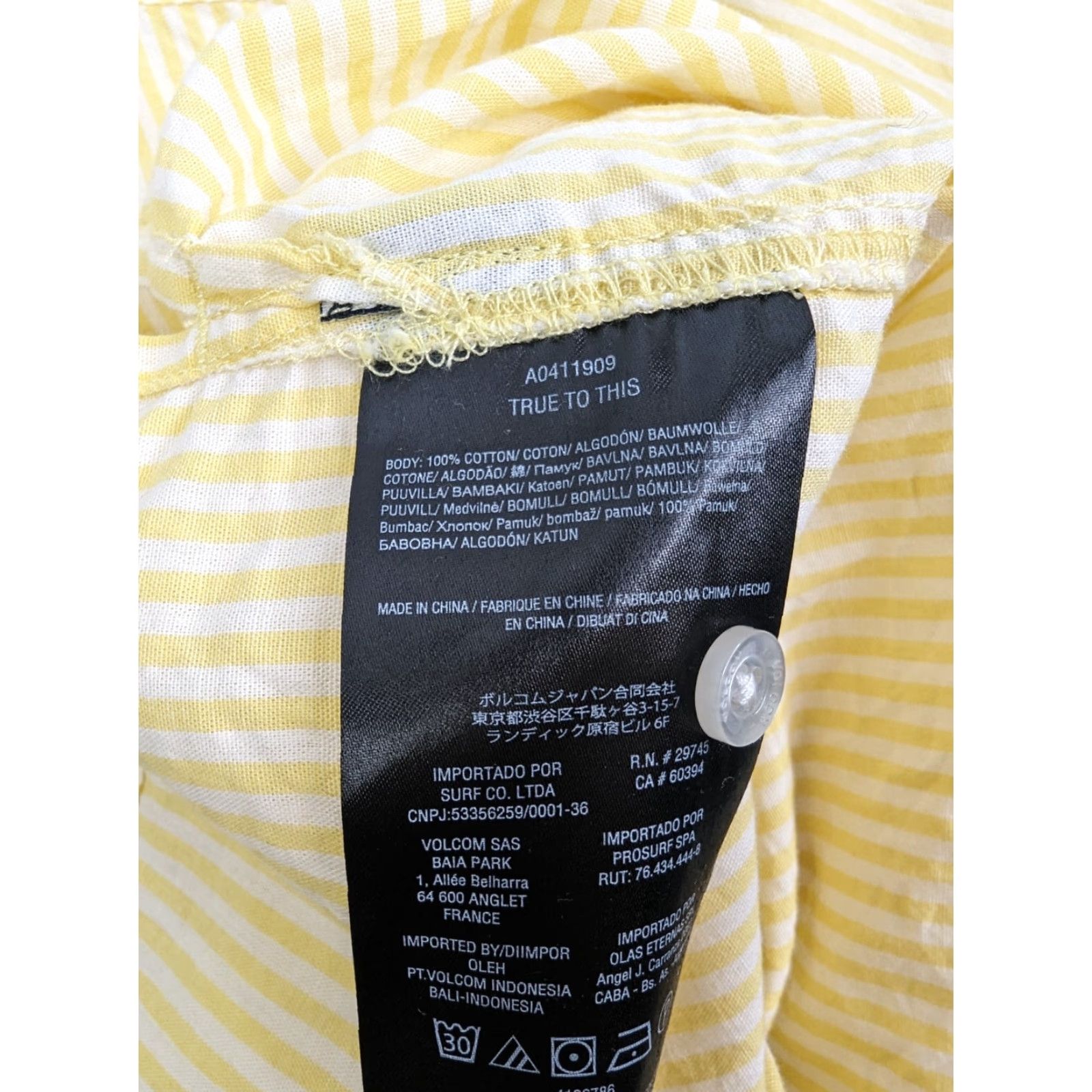 Volcom Volcom Classic Fit Shirt Men Size Large Yellow Stripe Short Sleeve Button-Down Shirt Size US L / EU 52-54 / 3 - 7 Thumbnail