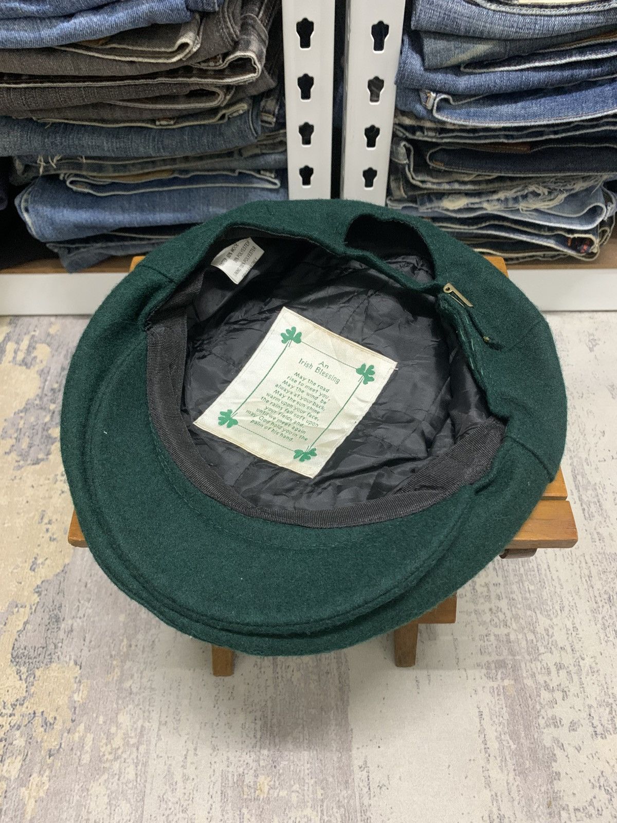 Vintage Vintage An Irish Blessing Green Wool Flatcap Hat Size ONE SIZE - 7 Thumbnail
