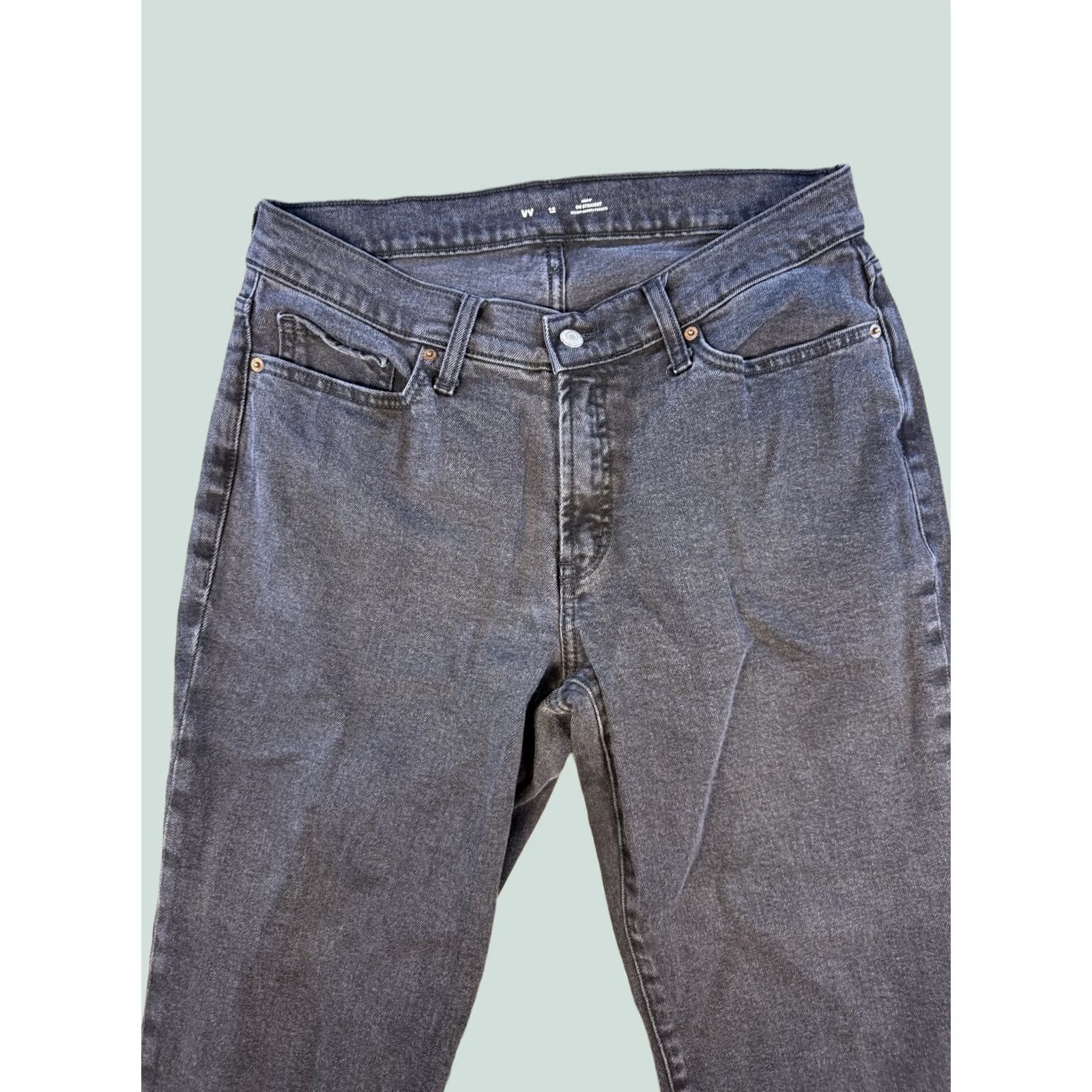 Old Navy Old Navy Jeans Womens Size 12 High Rise OG Straight Leg Black Grey Raw Hem E194 Size 34" / US 12 / IT 48 - 1 Thumbnail