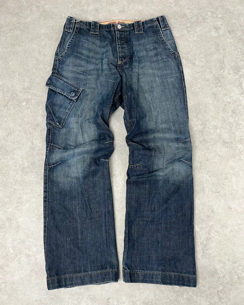Armani 2000s Armani Blue Faded Denim Cargo Jeans Size US 32 / EU 48 - 2 Thumbnail