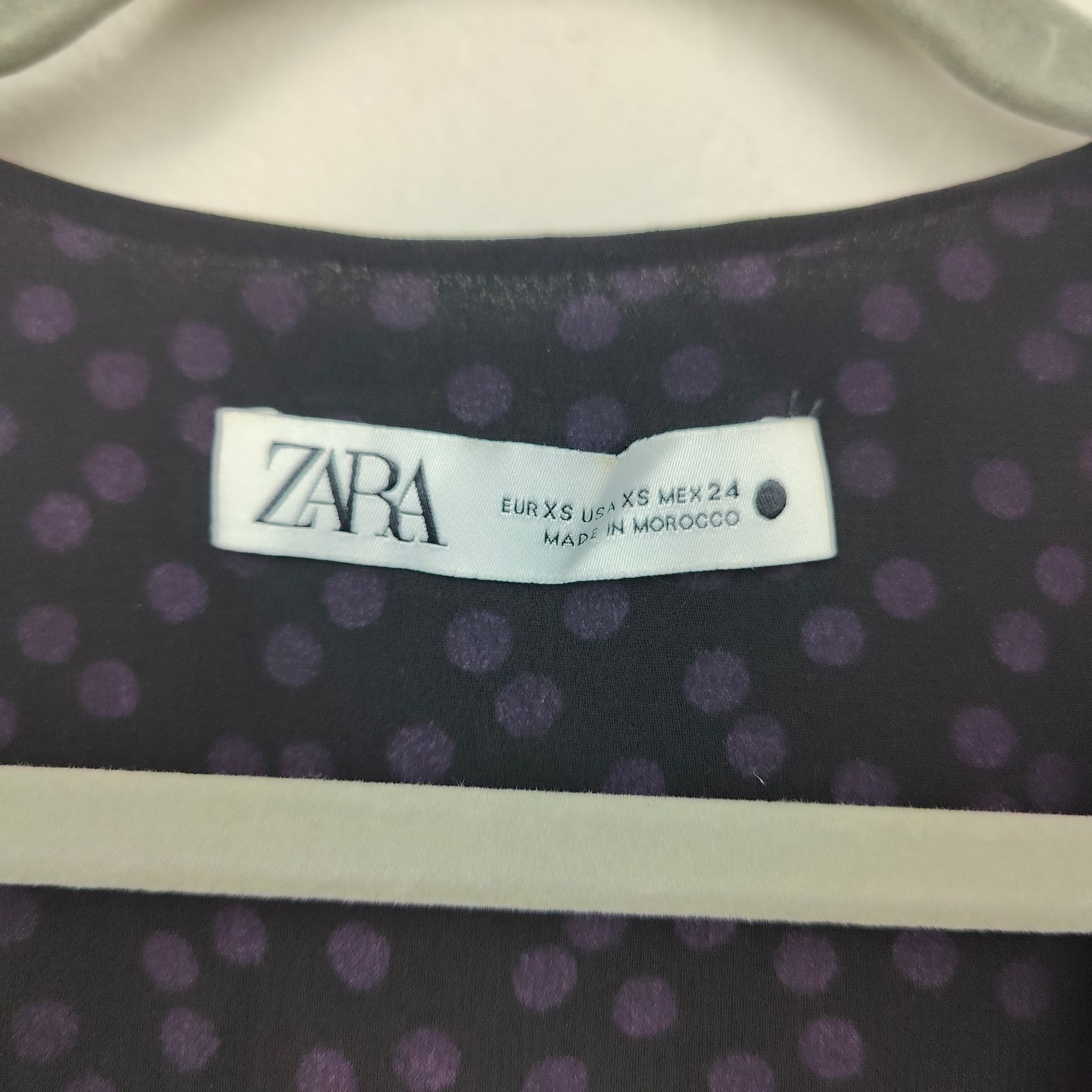 Other Zara Ruched Midi Dress Womens XS Black Purple Polka Dot Size XS / US 0-2 / IT 36-38 - 5 Thumbnail