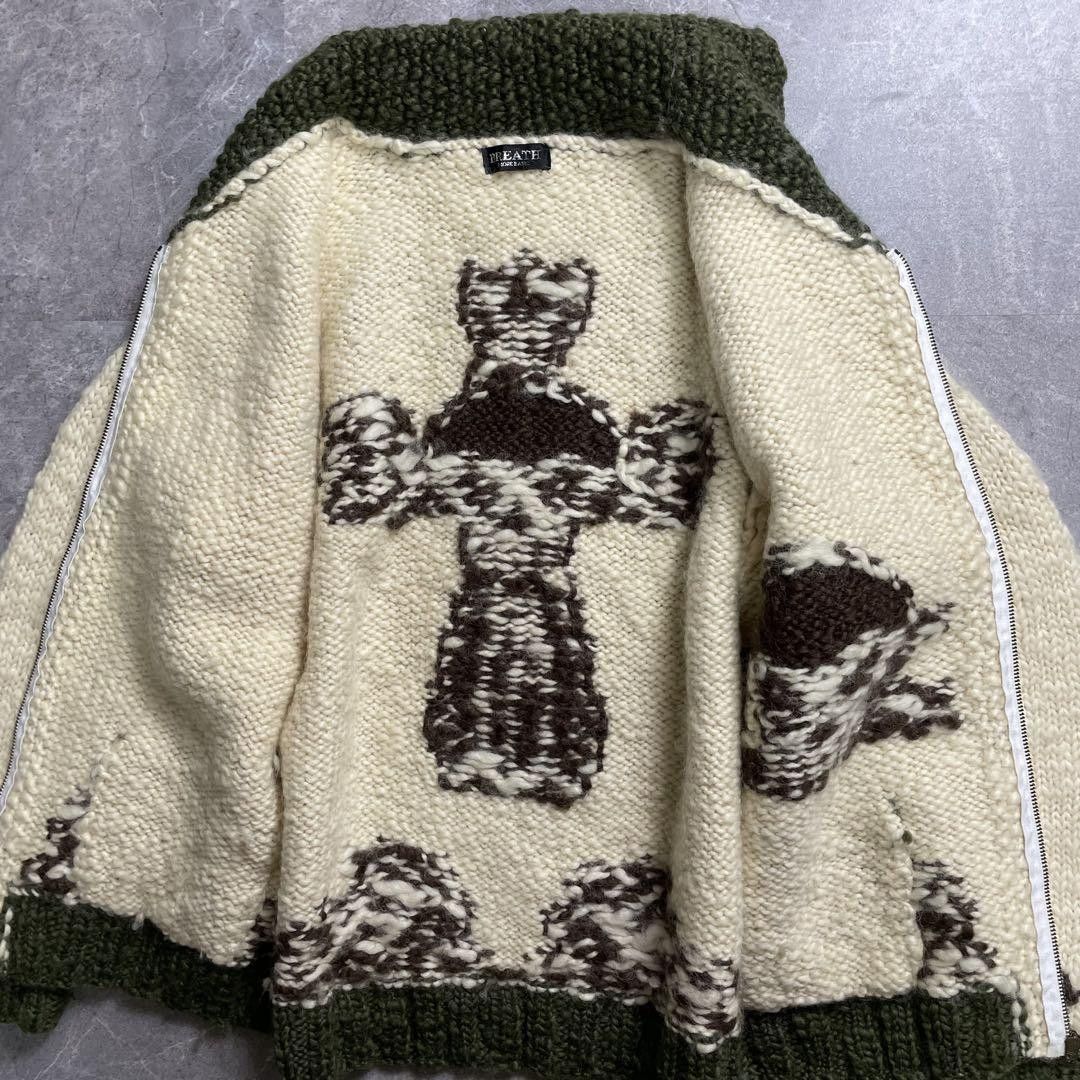 Vintage Cowichan Knit Sweater with Skull Design