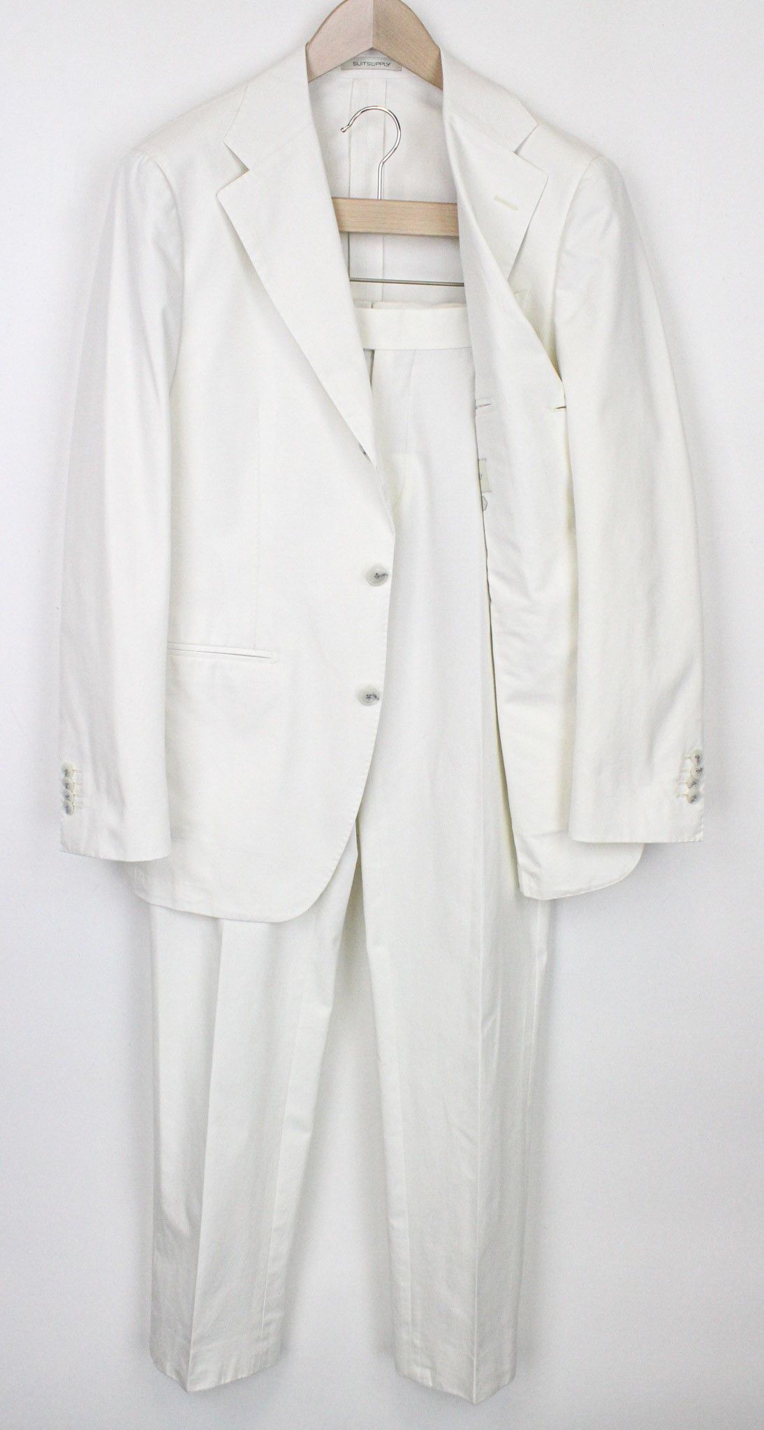 image of Suitsupply Havana Uk38R White Cotton Formal Suit 71586, Men's
