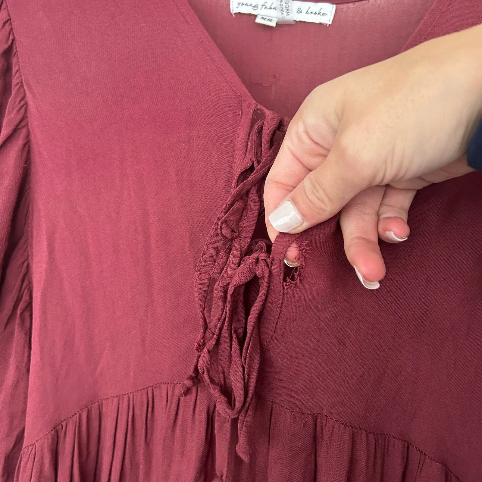 Young Fabulous & Broke Young Fabulous & Broke Red Boho Tiered Midi Dress Sz XS Size XS / US 0-2 / IT 36-38 - 4 Thumbnail