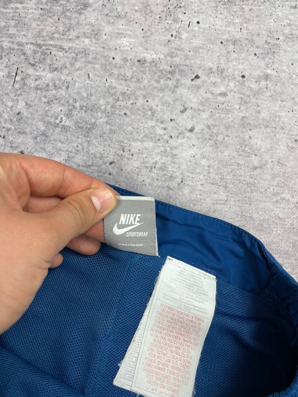 Nike × Vintage Vintage Nike 90’s Y2K Style Big Logo Drill Blue Shorts Size US 30 / EU 46 - 12 Thumbnail