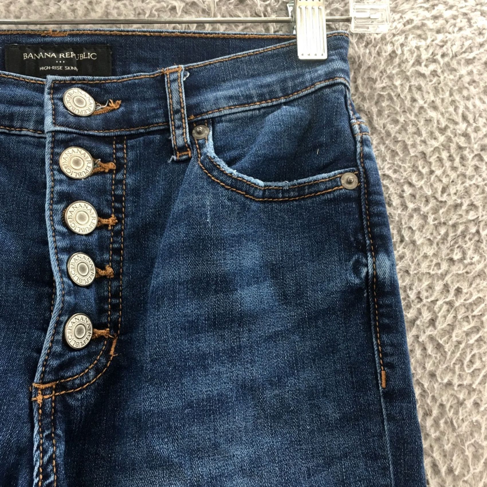 Banana Republic Banana Republic Skinny Jeans Womens 00P Blue Denim Button Fly Size 24" / US 00 / IT 34 - 6 Thumbnail