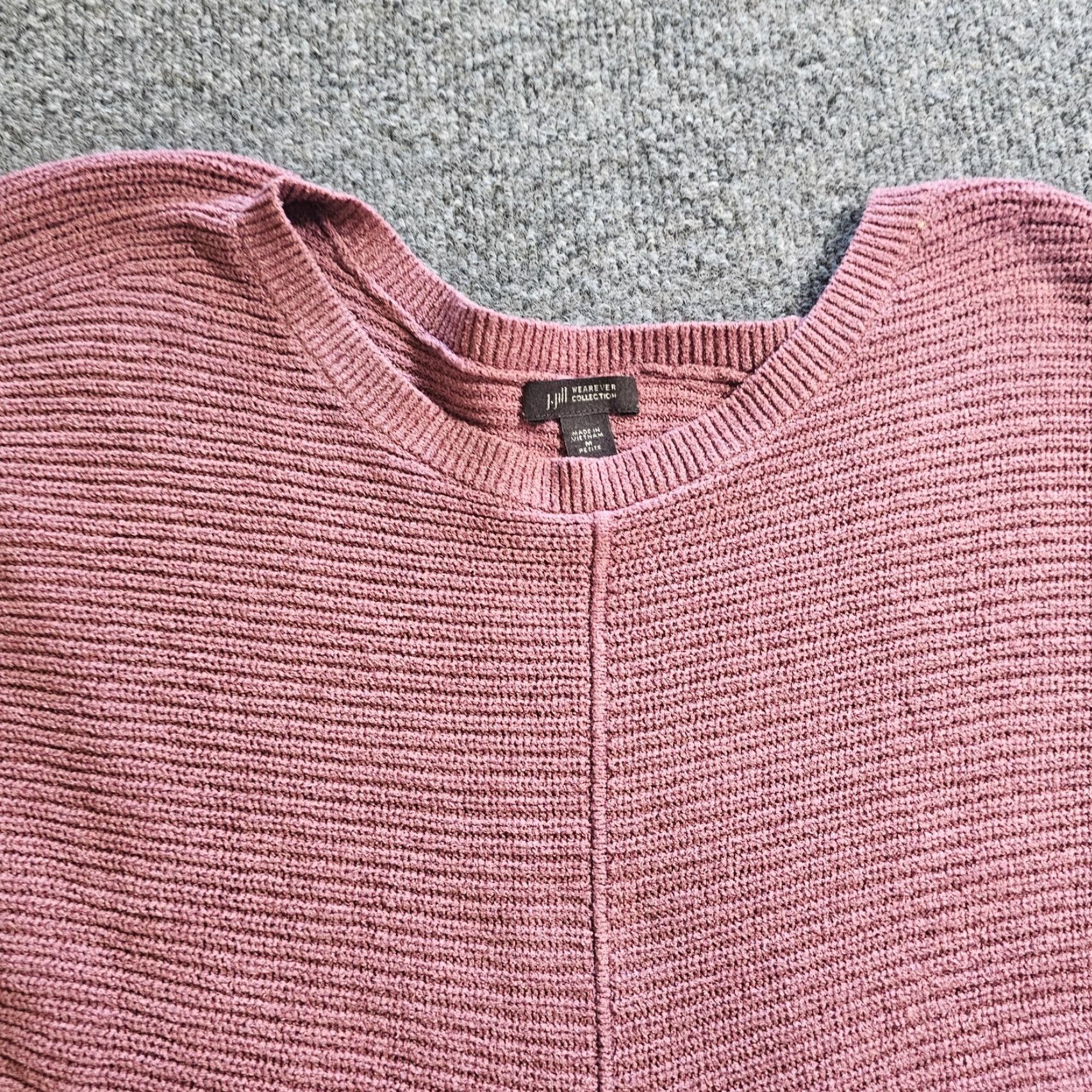 J. Jill J Jill Sweater Women Medium Petite Pink Boxy Ribbed Round Neck Casual Career Size M / US 6-8 / IT 42-44 - 2 Thumbnail