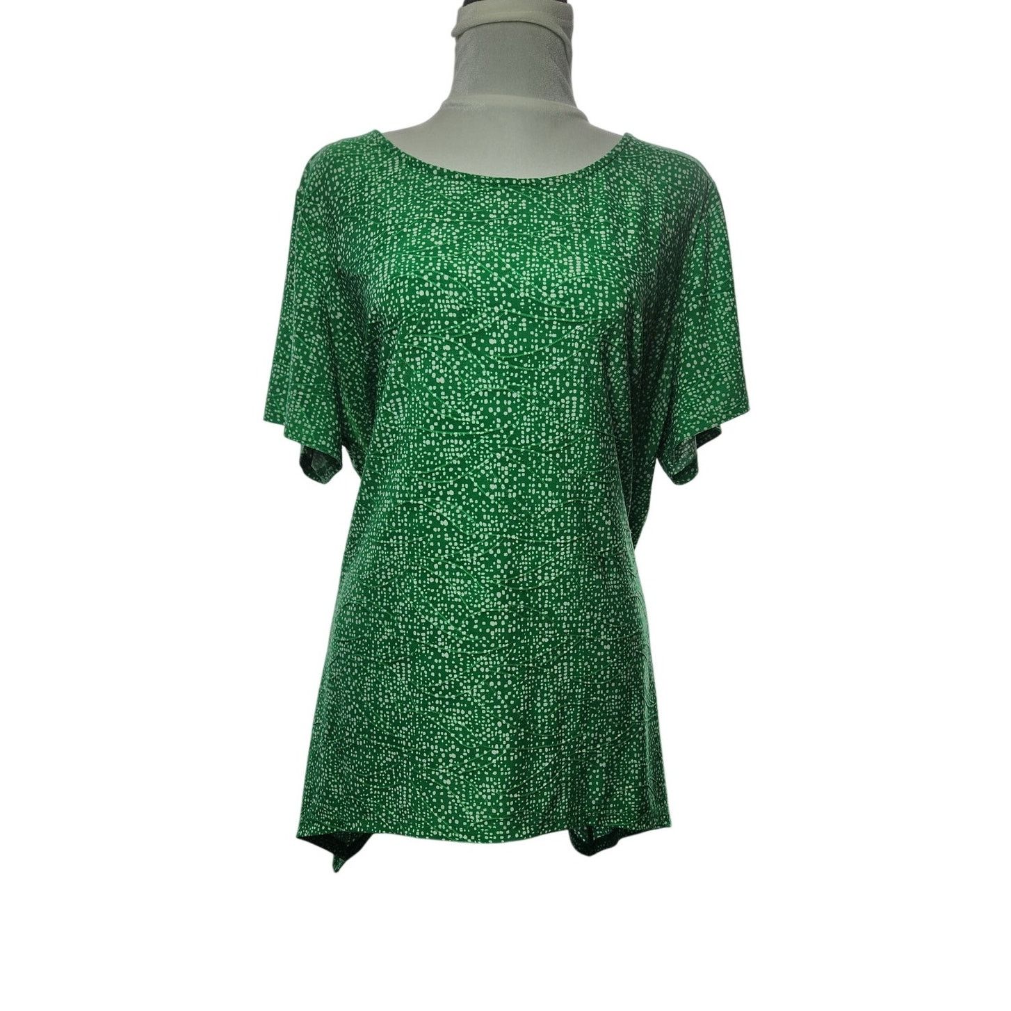 Croft & Barrow Croft & Barrow Women's Plus 1X Blouse Kelly Green Dot Top Size XL / US 12-14 / IT 48-50 - 1 Thumbnail