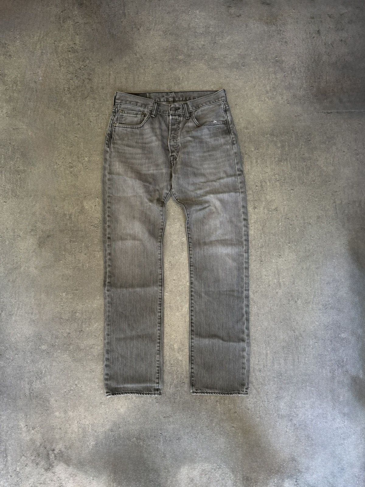 Levi's Vintage Levi’s 501 Grey Denim Straight Pants Striped Washed Size US 30 / EU 46 - 1 Thumbnail