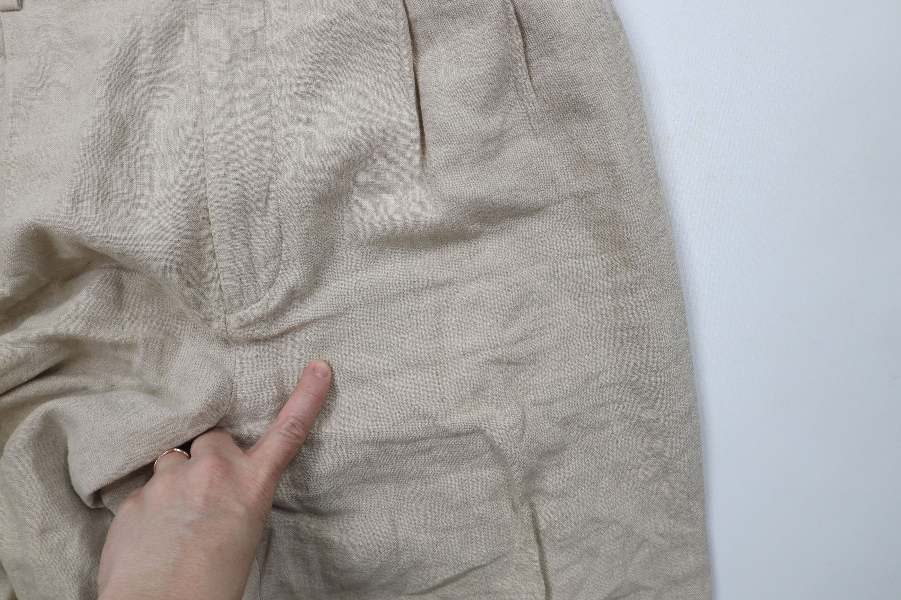 Vintage Vintage 90s Y2K Streetwear Cuffed Linen Chino Pants Beige Size US 34 / EU 50 - 10 Thumbnail