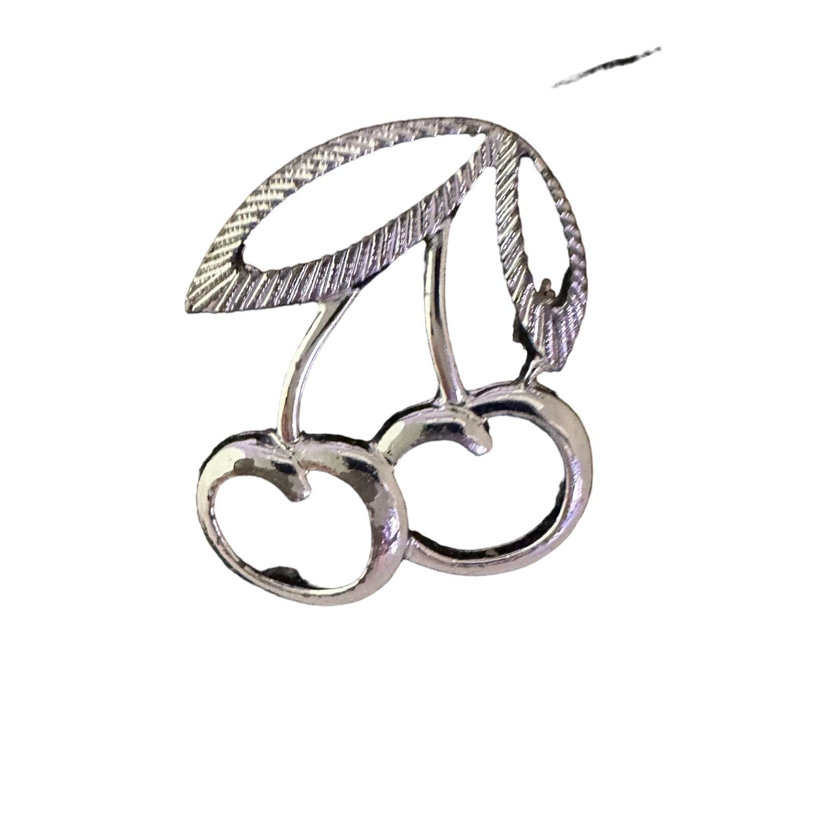 Vintage Silver Tone Double Cherry Brooch Pin Sarah Coventry Vintage Size ONE SIZE - 4 Thumbnail