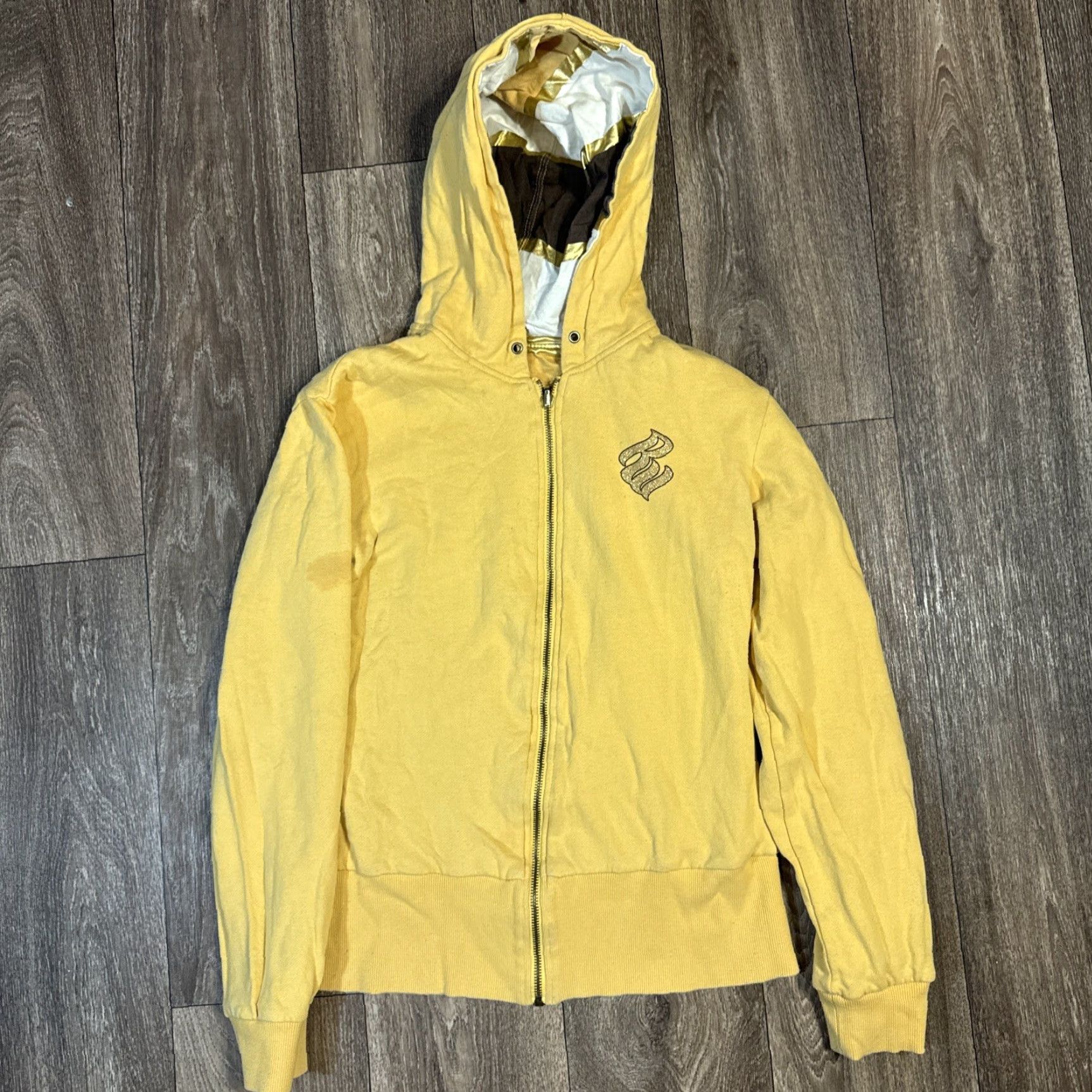Rocawear VINTAGE Rocawear Hoodie S Women Yellow Full Zip 18” Pit to Pit 24” Length Reversible Cyber Grunge Hip Hop S-M Size S / US 4 / IT 40 - 6 Thumbnail