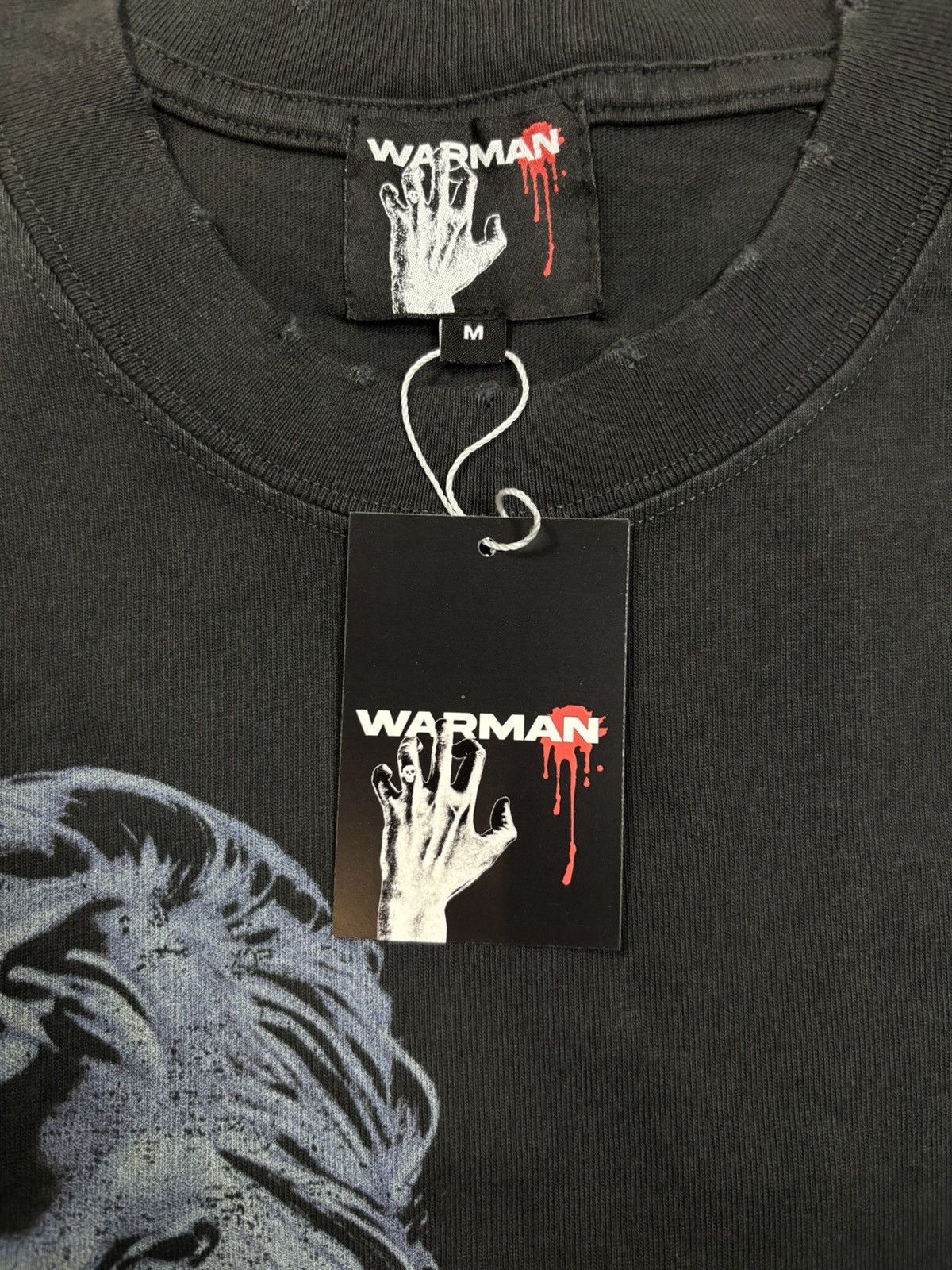 Vintage WARMAN WEEPING ANGEL GRAPHIC TEE, WASHED BLACK Size US M / EU 48-50 / 2 - 9 Thumbnail