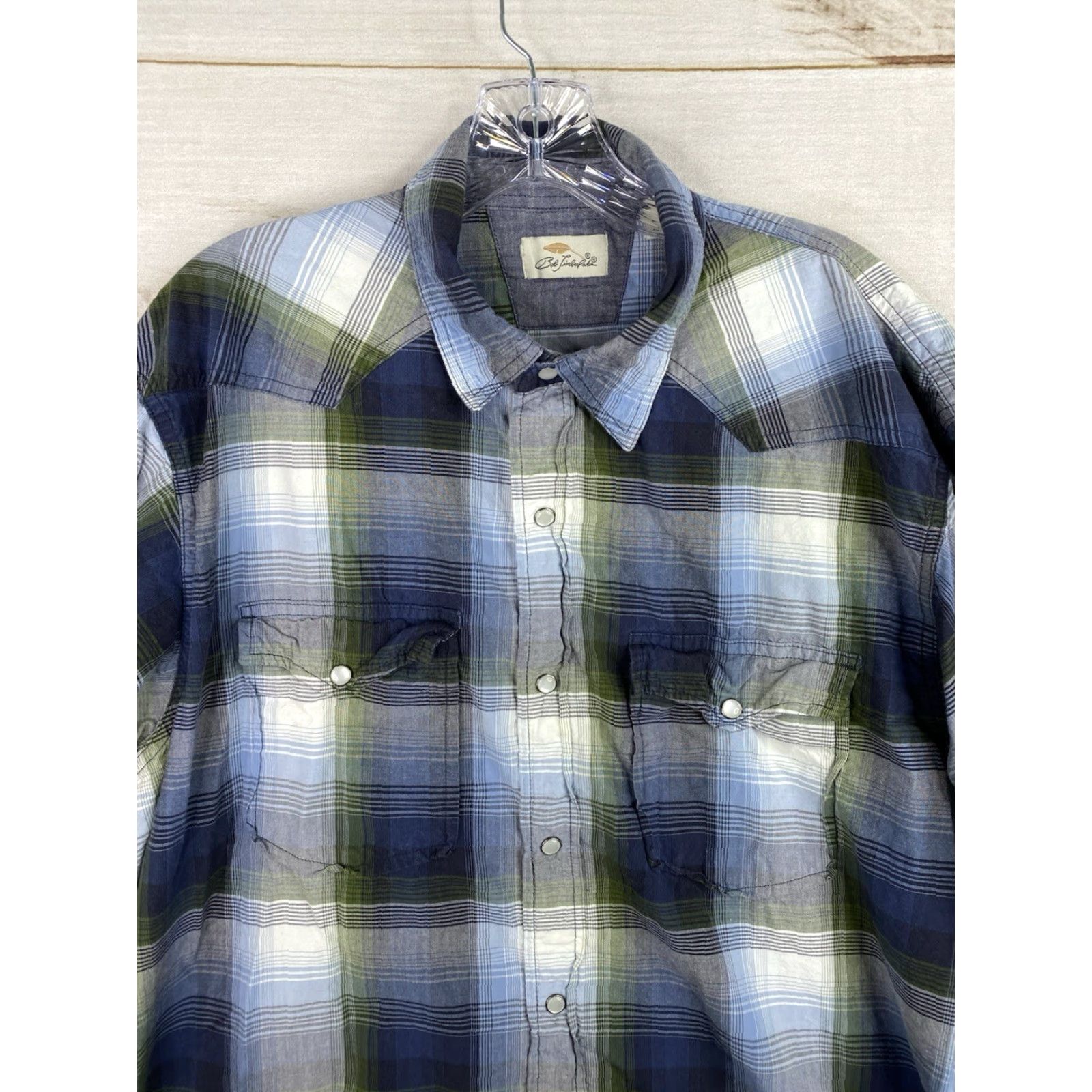Vintage Bob Timberlake Mens Shirt L Blue Plaid Pearl Snap Western Long Sleeve Pockets Size US L / EU 52-54 / 3 - 2 Thumbnail