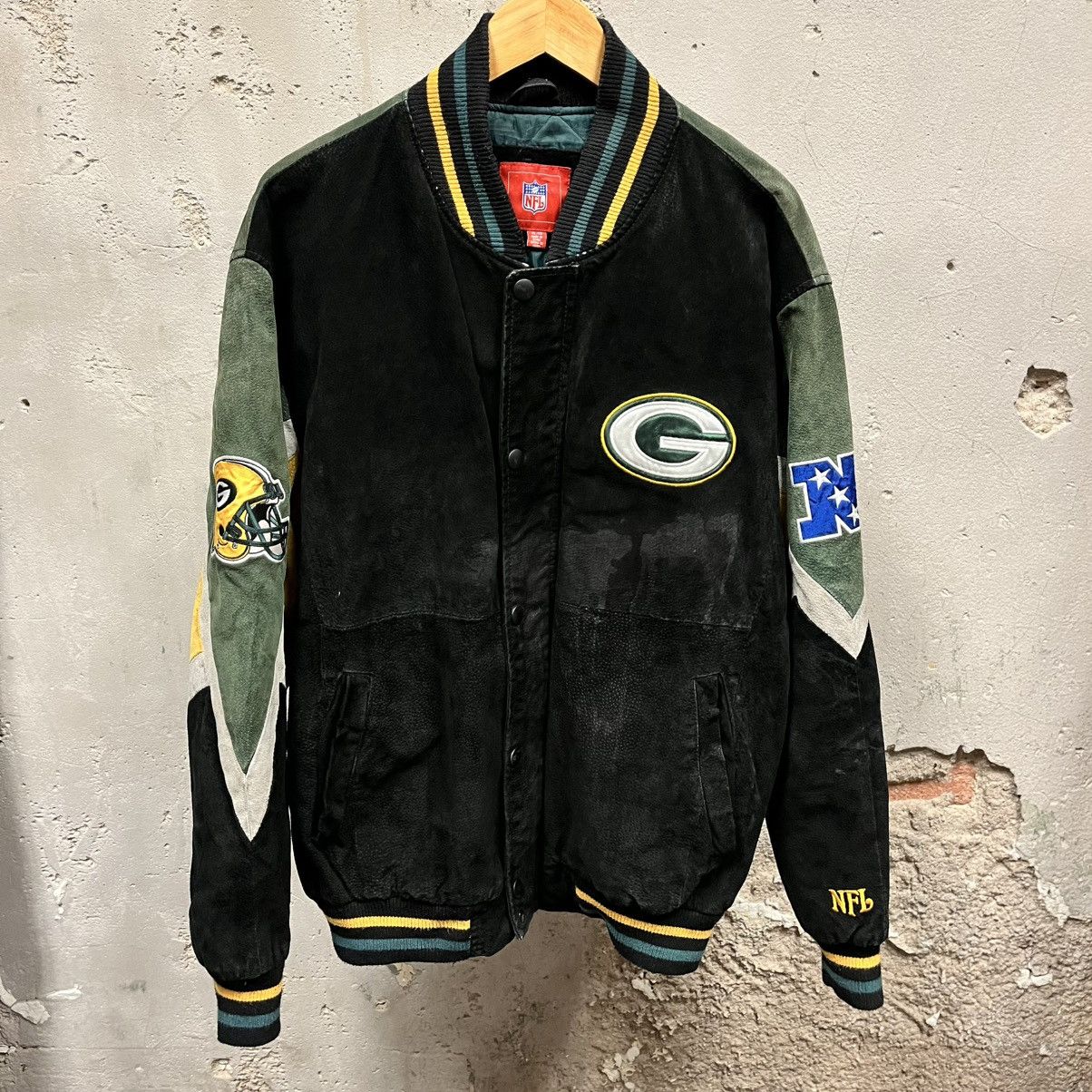 Starter Vintage 90s NFL Green Bay Packers Suede Leather Jacket Coat Size US XL / EU 56 / 4 - 9 Thumbnail