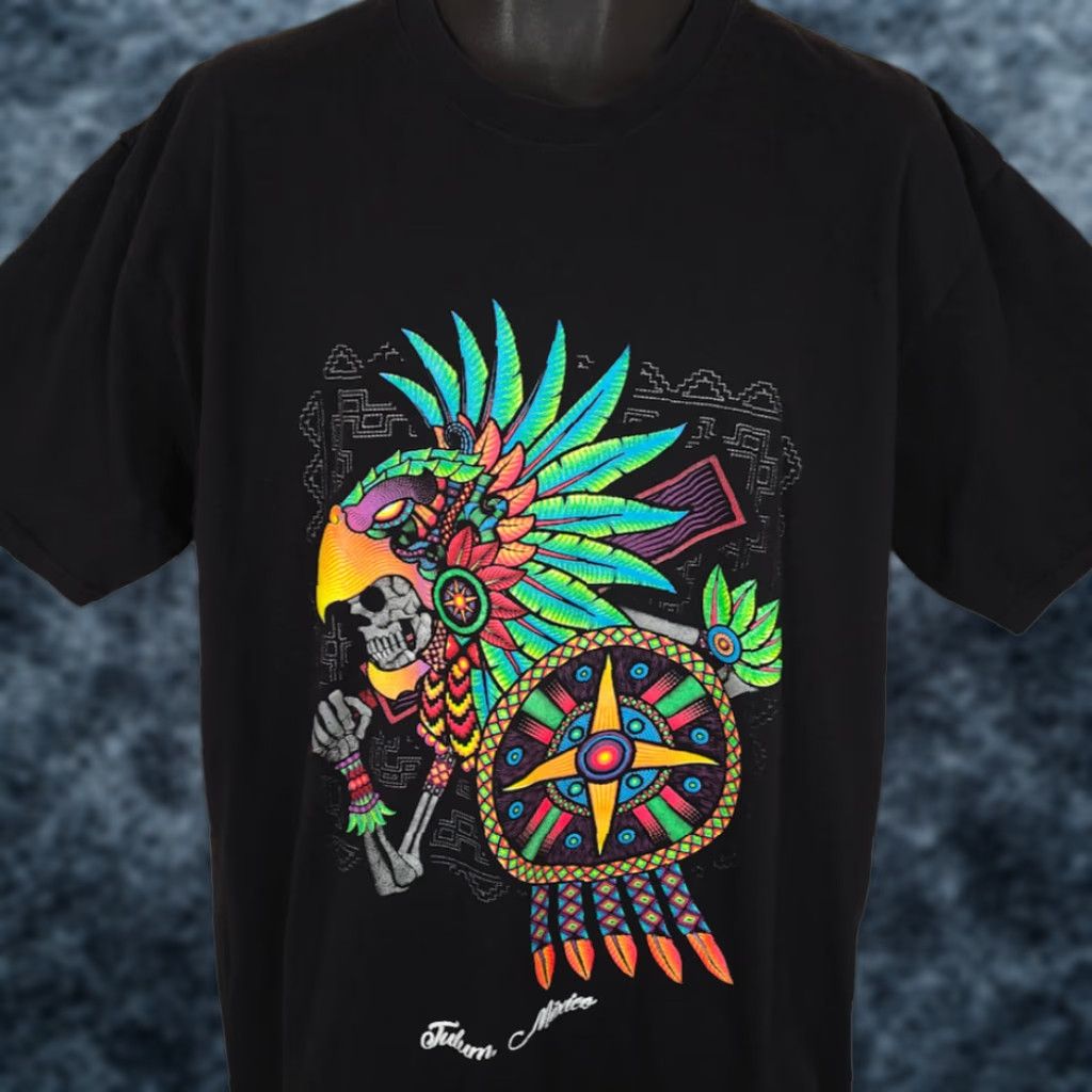 Vintage Tulum Mexico T Shirt Mens XL Black Aztec Art Travel Destination Tee Size US XL / EU 56 / 4 - 1 Thumbnail