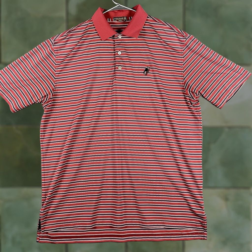 Peter Millar Peter Millar Summer Comfort Polo Shirt Size L Red Striped Logo Golf Shirt Men Size US L / EU 52-54 / 3 - 1 Thumbnail