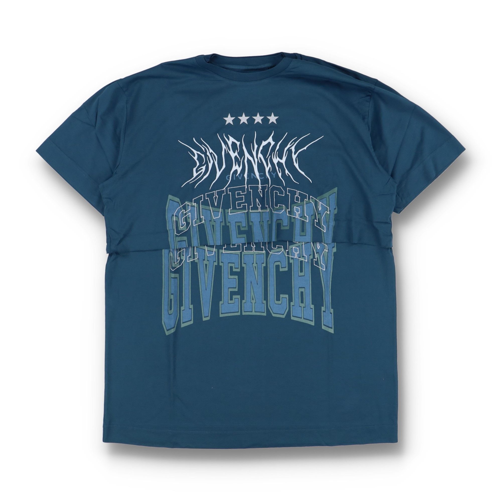 Givenchy Blue Layered Embroidered Multi Logo T-Shirt Size US L / EU 52-54 / 3 - 1 Thumbnail