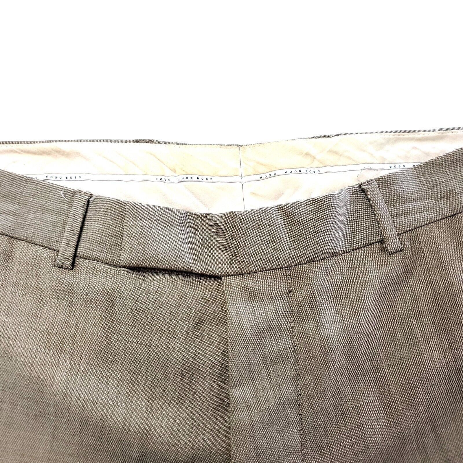 Hugo Boss Hugo Boss James Brown Wool Mohair Pants Tan Flat Front Mid R Size 34R - 2 Thumbnail