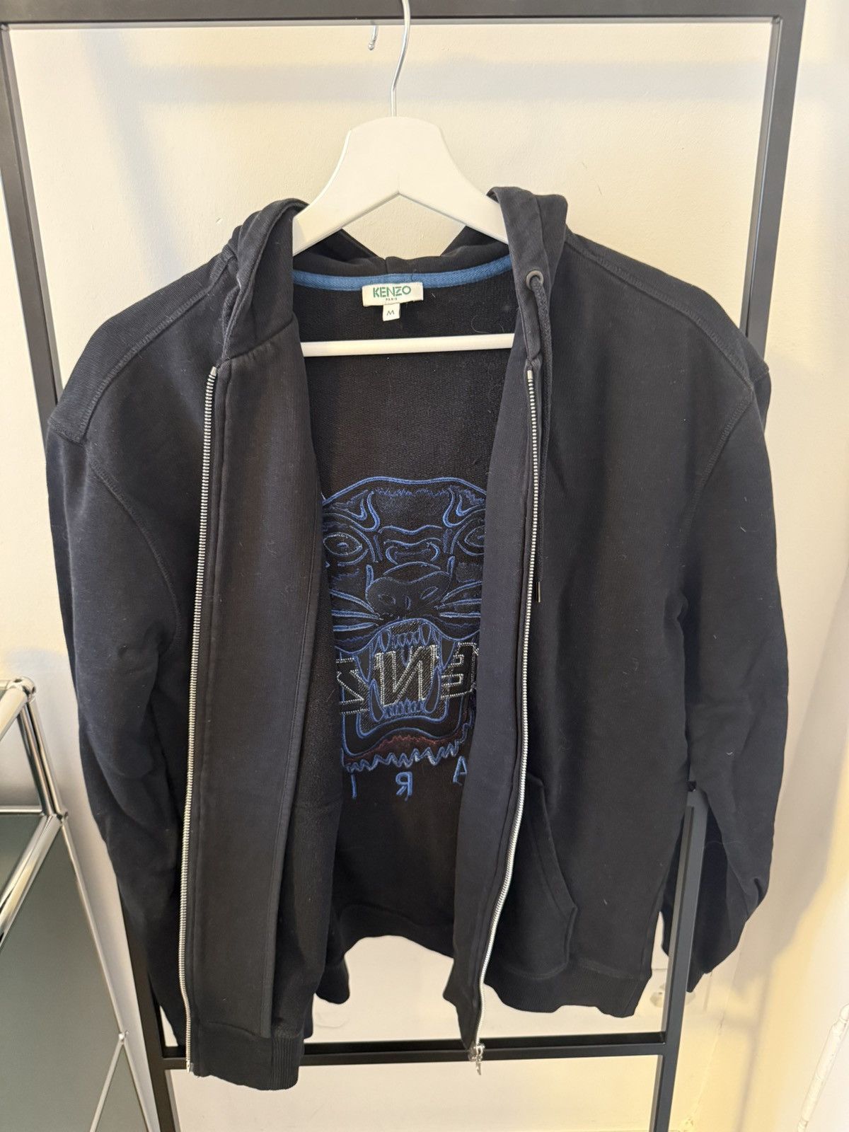 Kenzo Kenzo Black Zip-Up Hoodie with Tiger Back Print Size US M / EU 48-50 / 2 - 4 Thumbnail