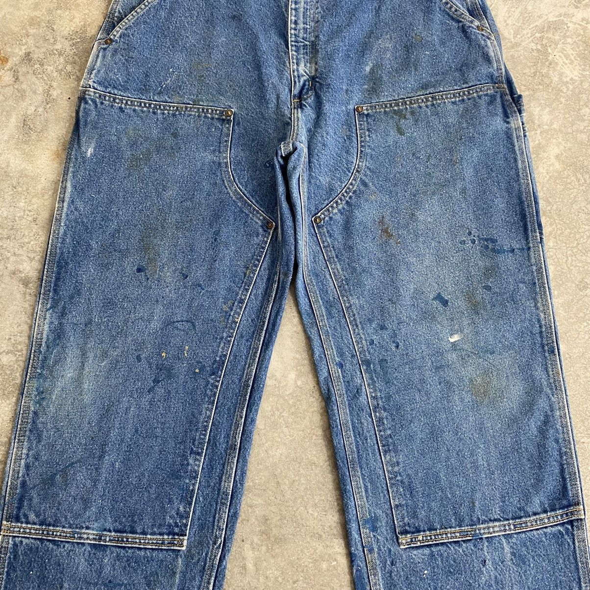 Carhartt VTG Carhartt Double Knee Faded Blue Dirty Carpenter Denim Size US 38 / EU 54 - 4 Thumbnail