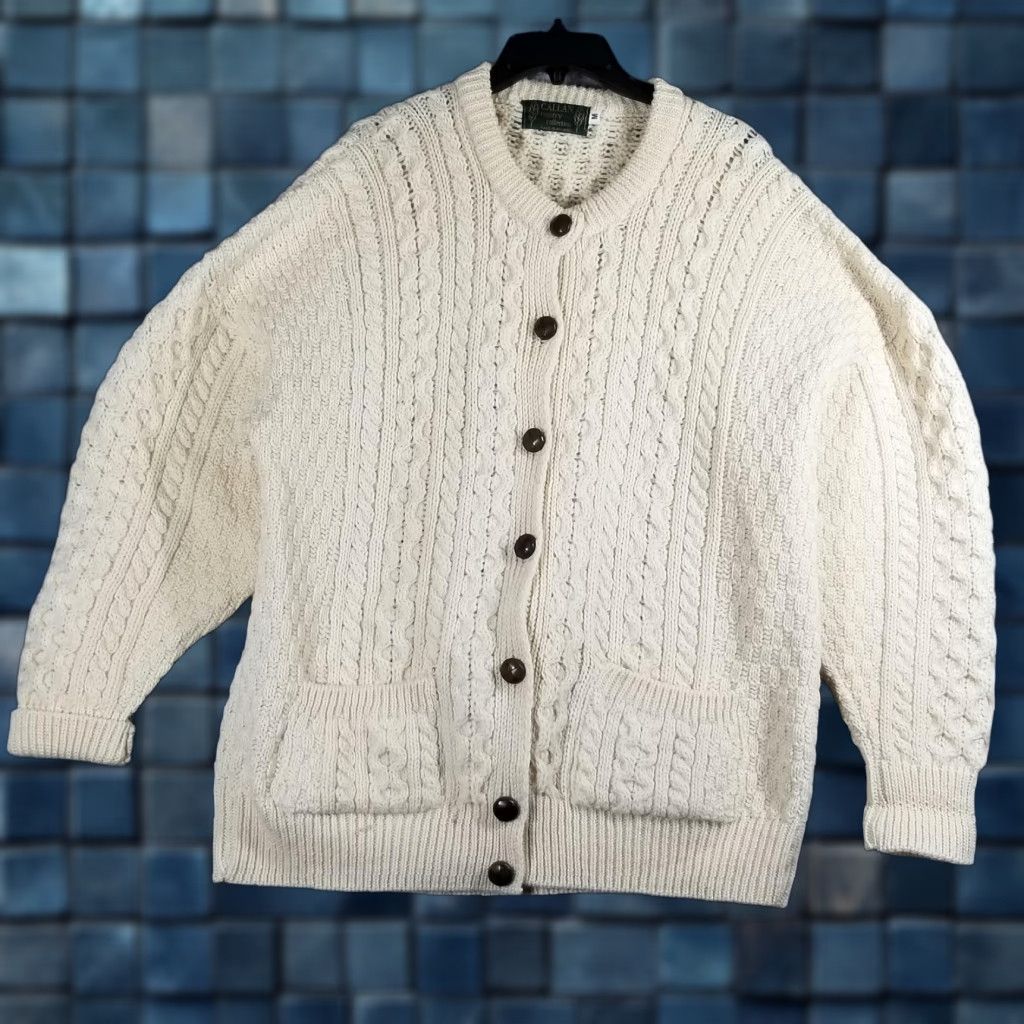 Vintage VINTAGE Callan Country Collection Wool Sweater Men Medium Crew Neck Cable Knit Cardigan All Seasons Irish Made Size US M / EU 48-50 / 2 - 1 Thumbnail