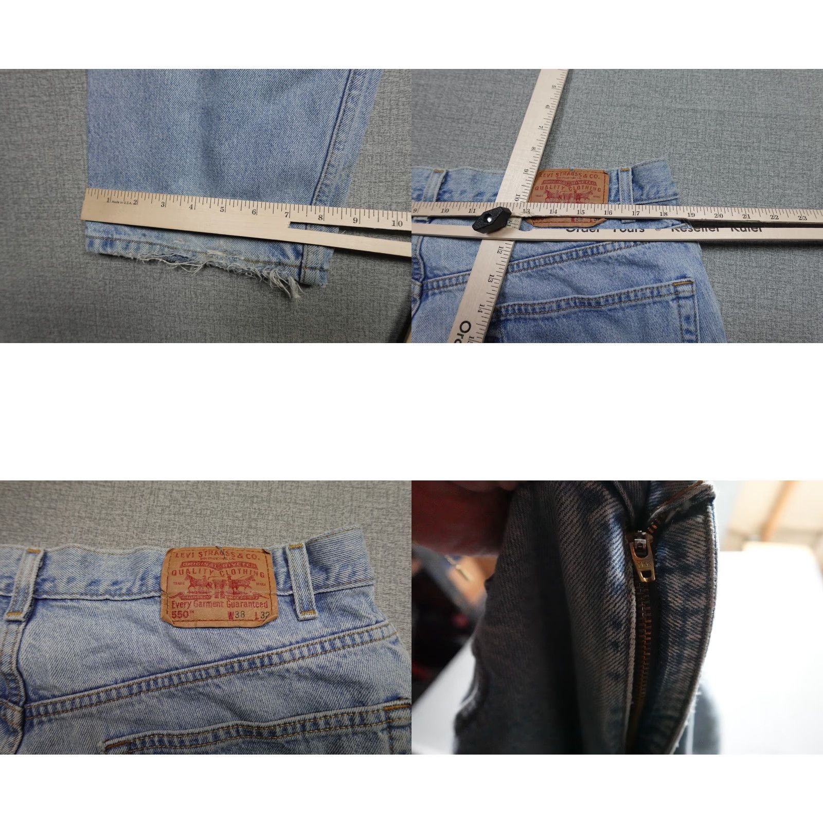 Levi's Levi's 550 Jeans Men 38x30 Blue Relaxed Fit Light Wash Denim Straight 5-Pocket Zipper Belt Loops Men's Jeans Size US 38 / EU 54 - 8 Thumbnail