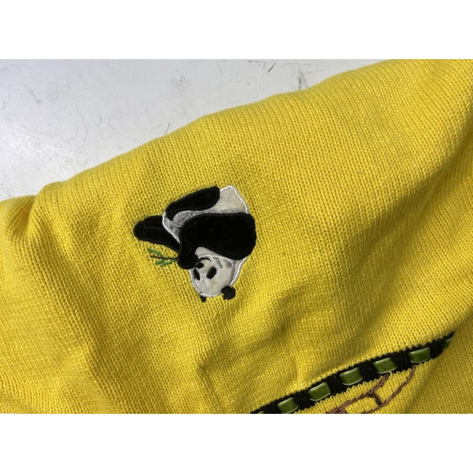 Vintage VINTAGE Storybook Knits Sweater Full Zip Womens Small Yellow Panda Bear Animals Casual Knit Zipper - Size S / US 4 / IT 40 - 4 Thumbnail