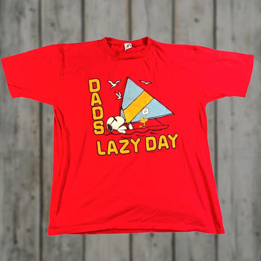 Vintage Vintage Artex Snoopy T-Shirt Mens XL Red Dads Lazy Day 80s USA Made Short Sleeve Graphic Tee Size US XL / EU 56 / 4 - 1 Thumbnail