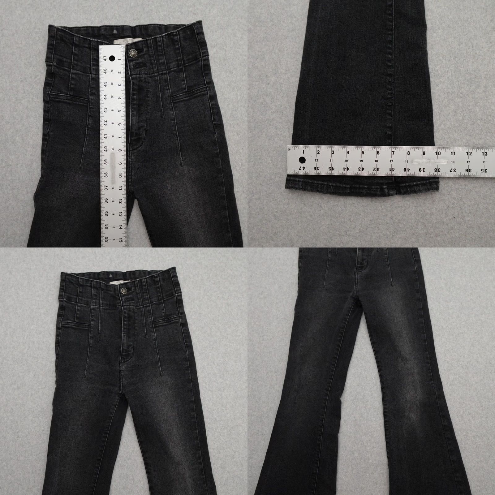 Vintage We The Free Denim Jeans Black Bell Bottoms High Rise Button 27x31 Flared 27x31 Womens 90s Style Size 27" / US 4 / IT 40 - 8 Thumbnail