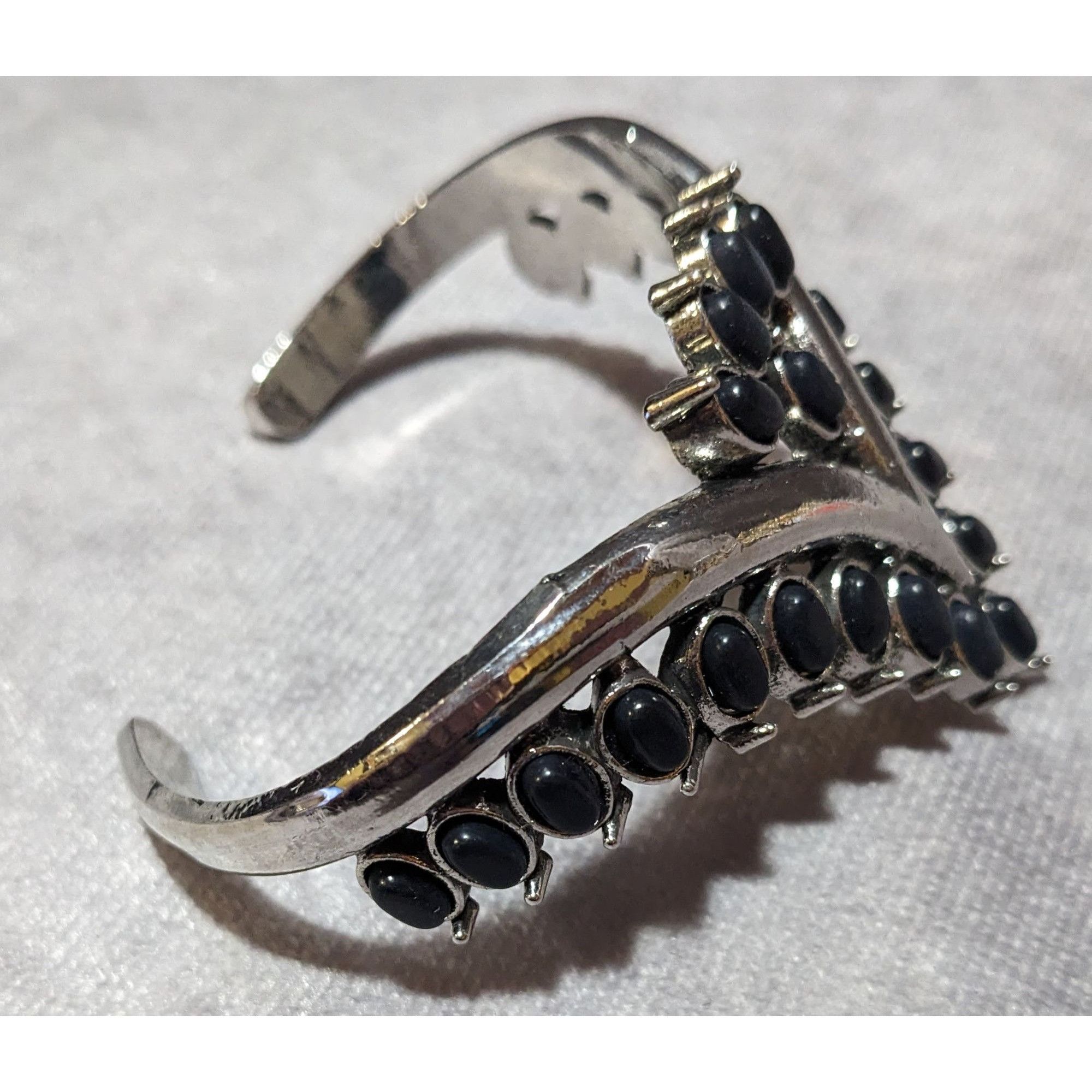 Other Gothic Vampire Black And Silver Tone Cuff Bracelet Size ONE SIZE - 8 Thumbnail