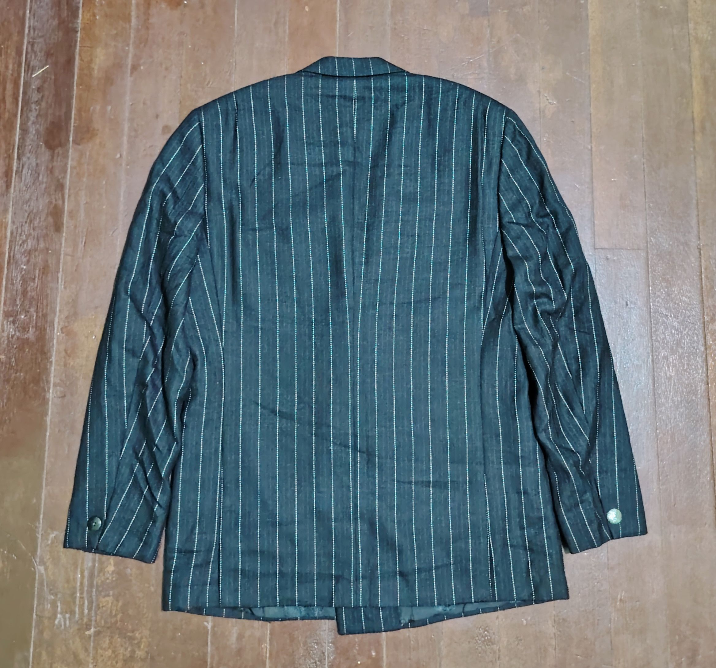 Versace GIANNIVERSACECOUTURE - 90's-WoolPinstripeDoubleBreasted Coat Size 52R - 10 Thumbnail