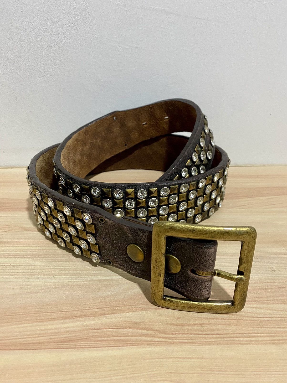 Japanese Brand Vintage Studded leather Belt Inspired BB SIMONS Size ONE SIZE - 6 Thumbnail