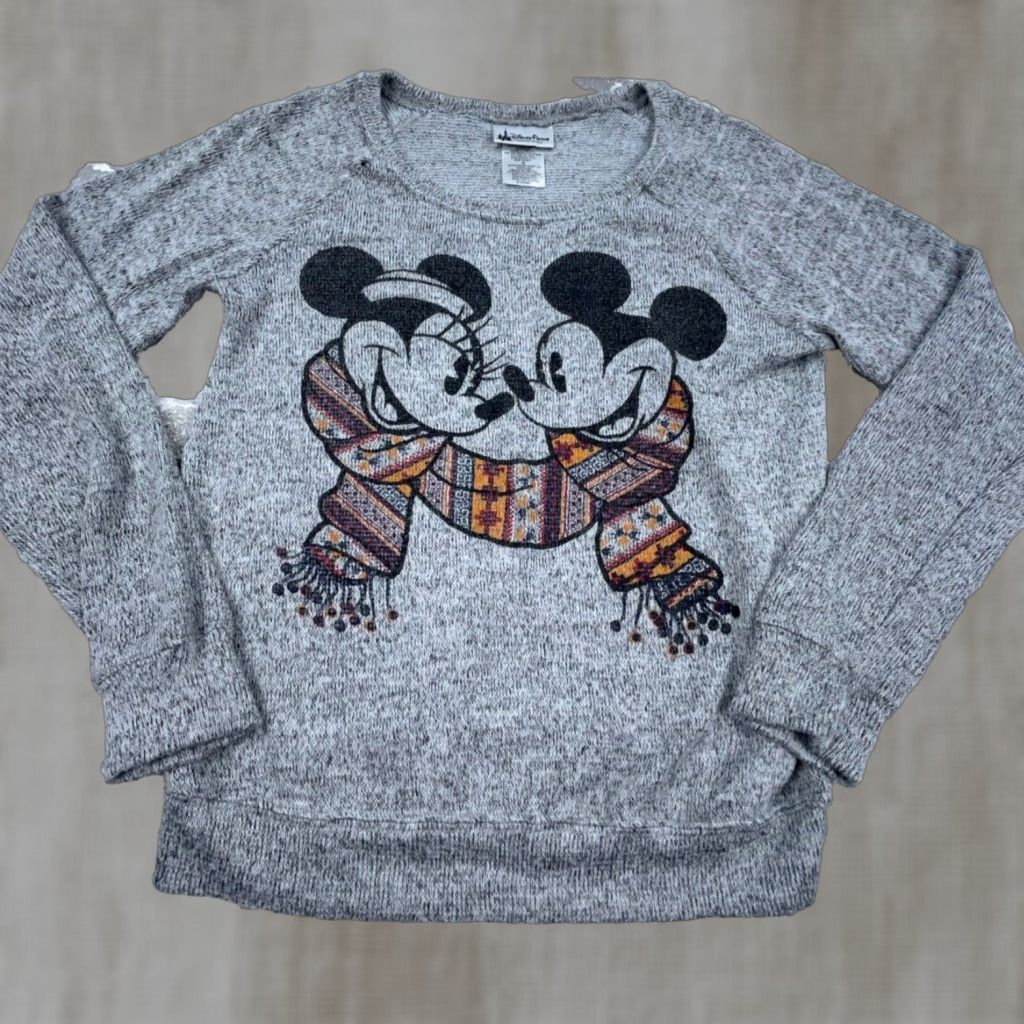 Disney Disney Parks Authentic Sweatshirt Women Medium Gray Mickey Minnie Christmas Cartoon Size M / US 6-8 / IT 42-44 - 1 Thumbnail