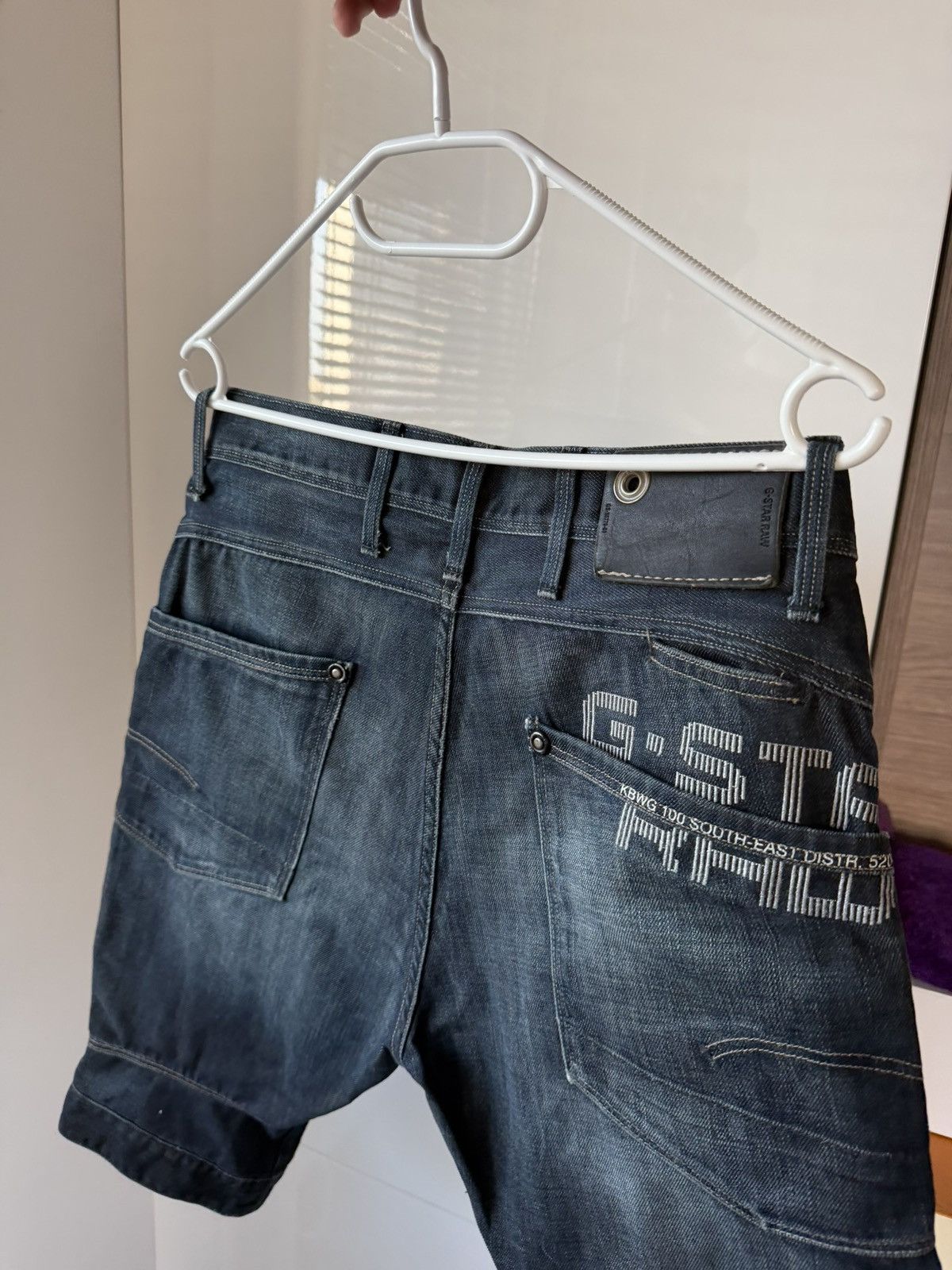 G-Star G Star Raw Denim Big Logo Embroidered Drip Shorts Size US 33 - 2 Thumbnail