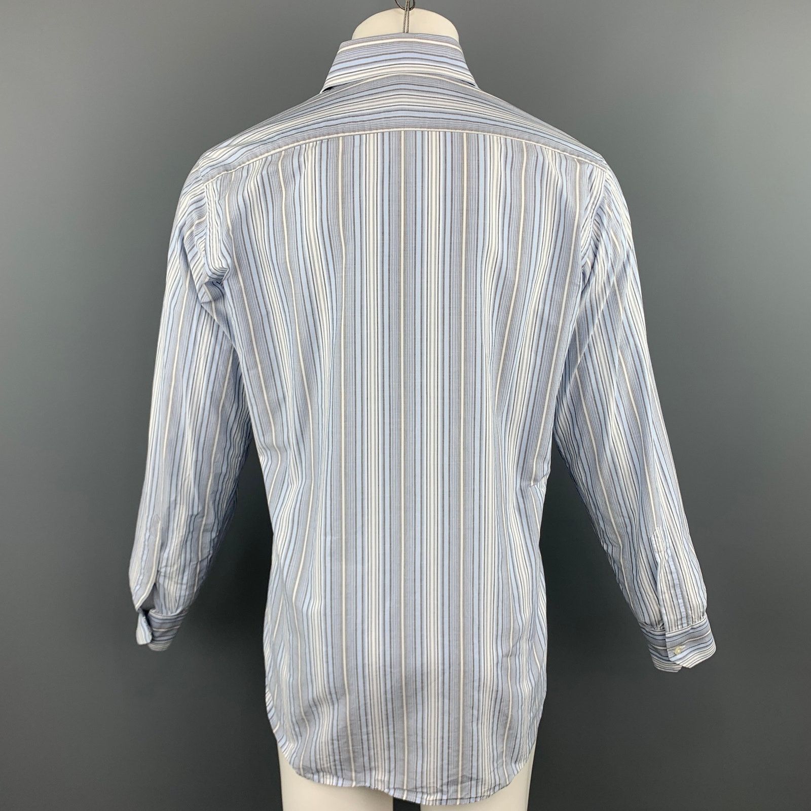 Etro ETRO M Blue & Grey Stripe Cotton Button Up Long Sleeve Shirt Size US M / EU 48-50 / 2 - 4 Thumbnail