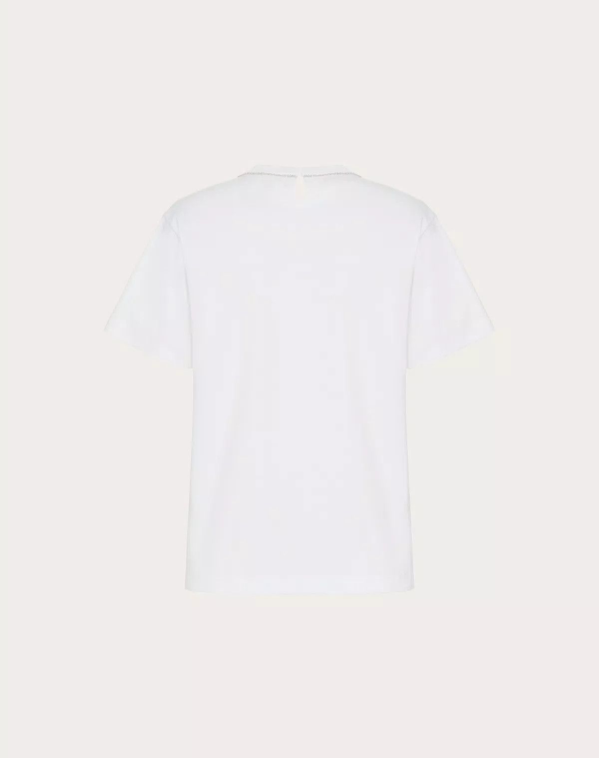 Valentino o1s1wg110426 Jersey Cotton Embroidered T-Shirt in White Size XXS / US 00 / IT 34 - 6 Thumbnail