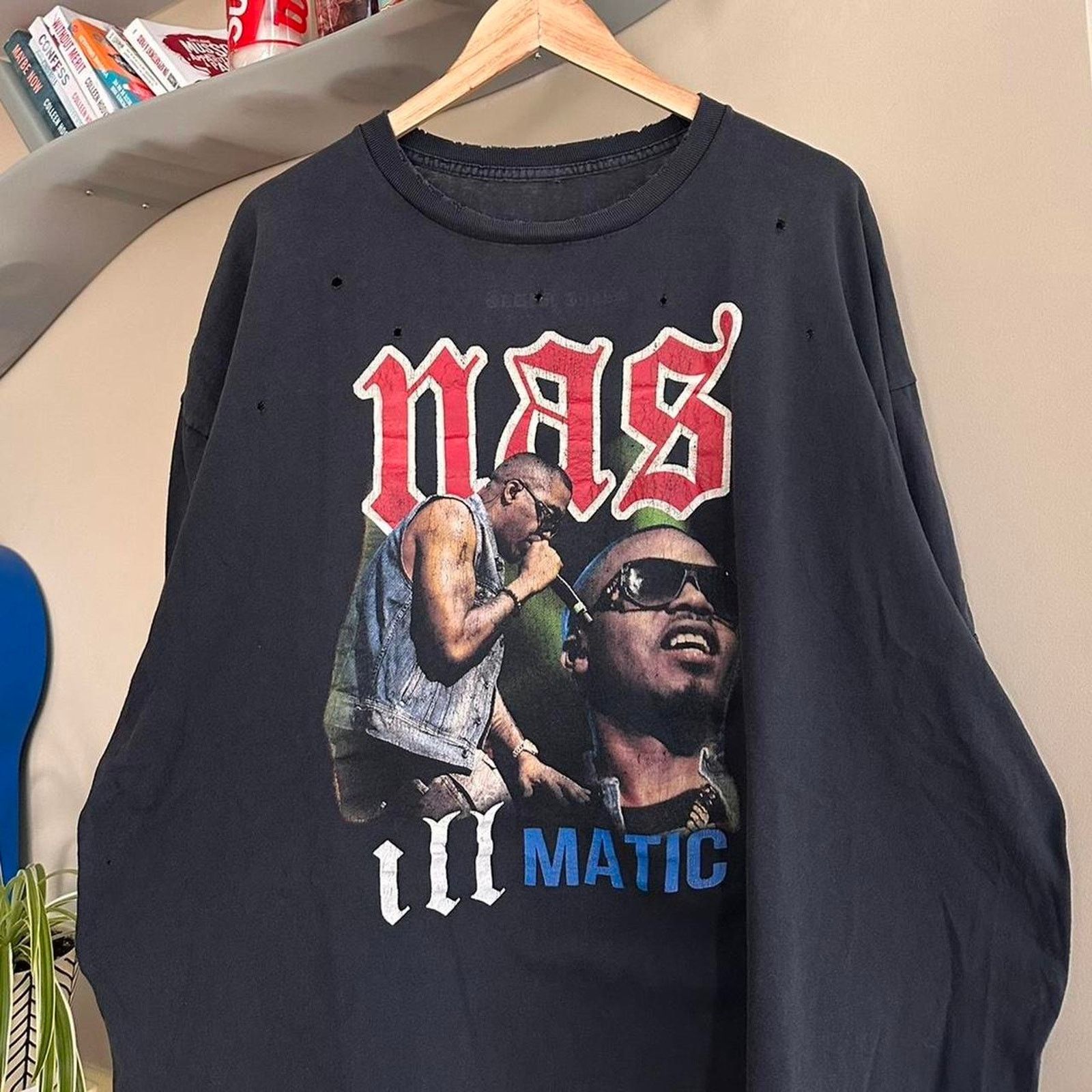 Band Tees × Rap Tees Vintage Y2K Saint Midas Nas Distressed Rap Tee Shirt Size US XL / EU 56 / 4 - 2 Thumbnail